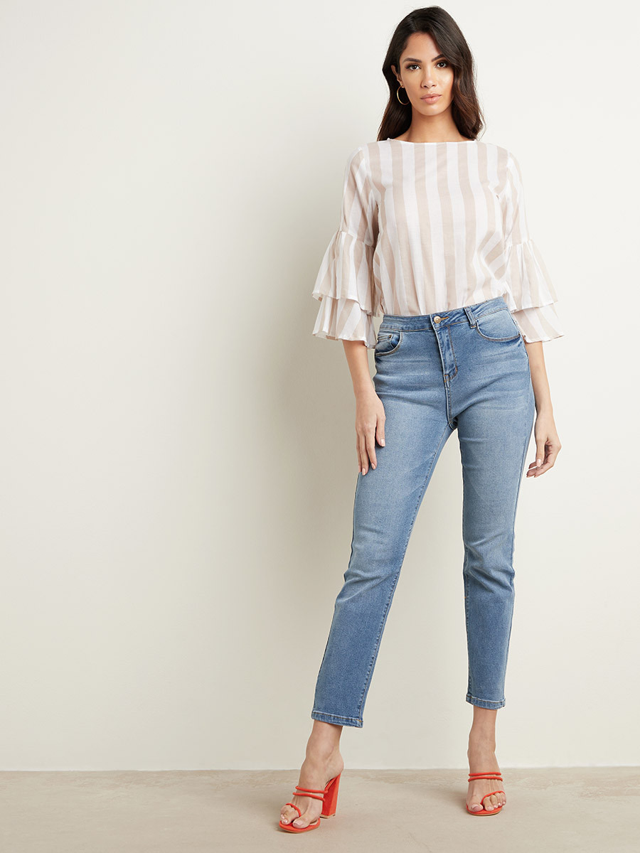 بلوزة مخططة بتفاصيل كشكش من ستايلي-women-clothing-shirtsandblouses-blouses-image-3