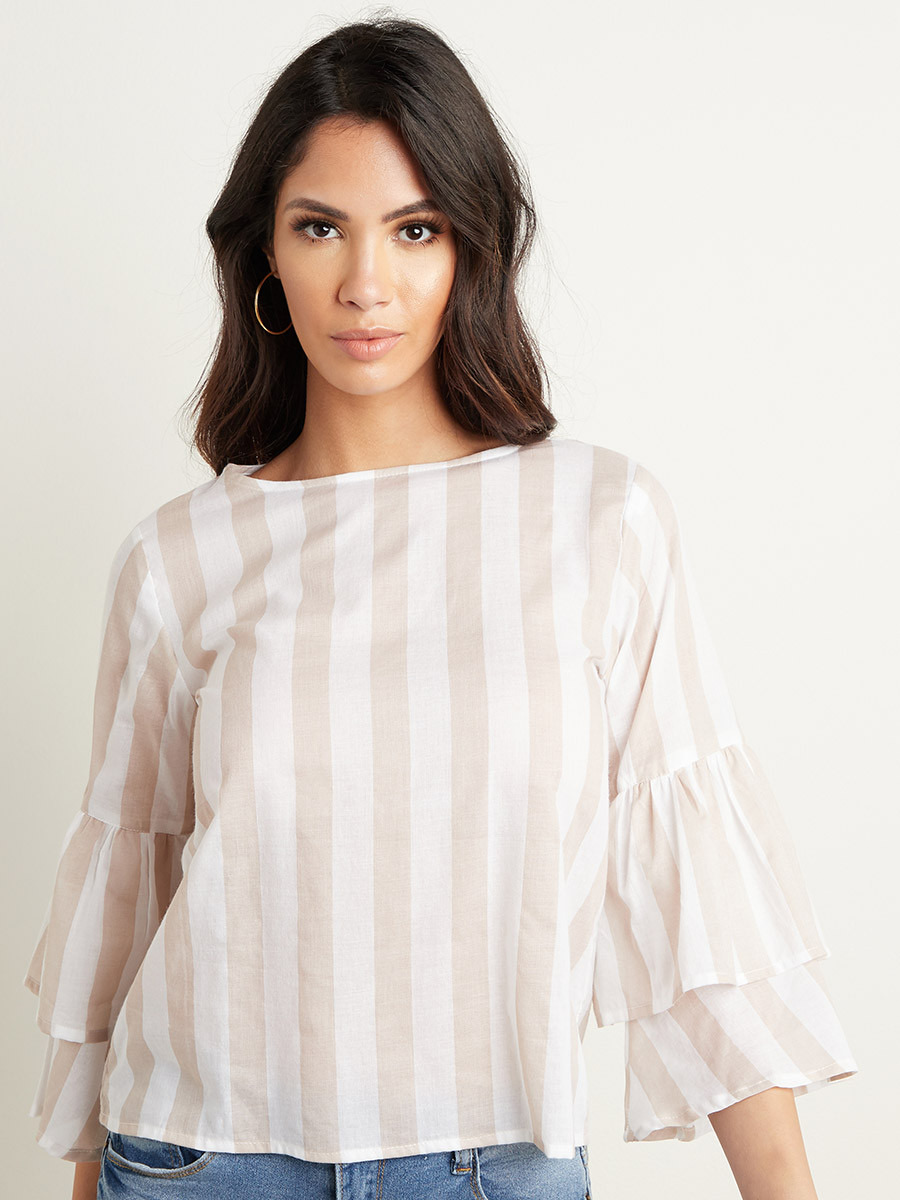 بلوزة مخططة بتفاصيل كشكش من ستايلي-women-clothing-shirtsandblouses-blouses-image-4