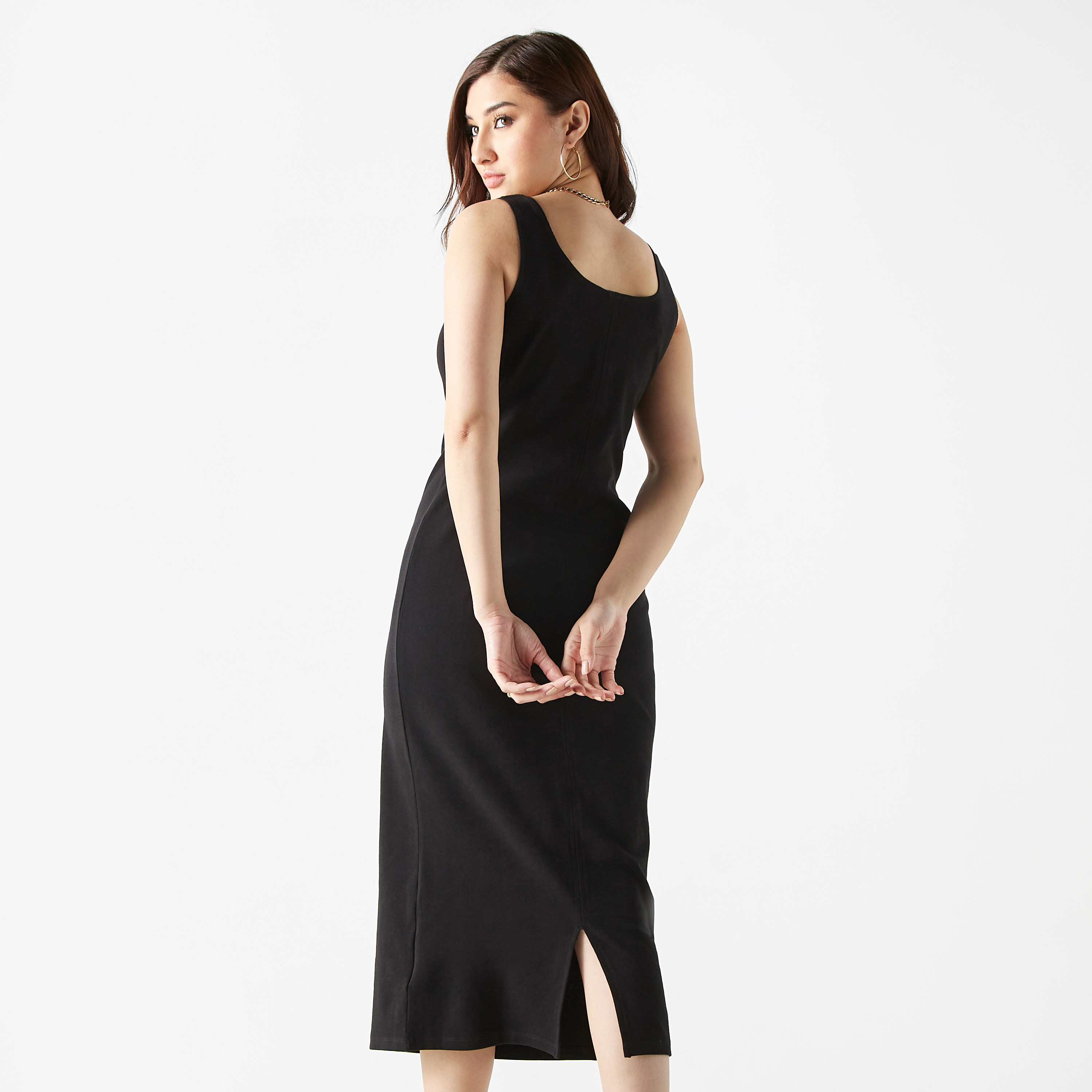 Shop Sleeveless Sheath Dress with Slit Online | Splash UAE