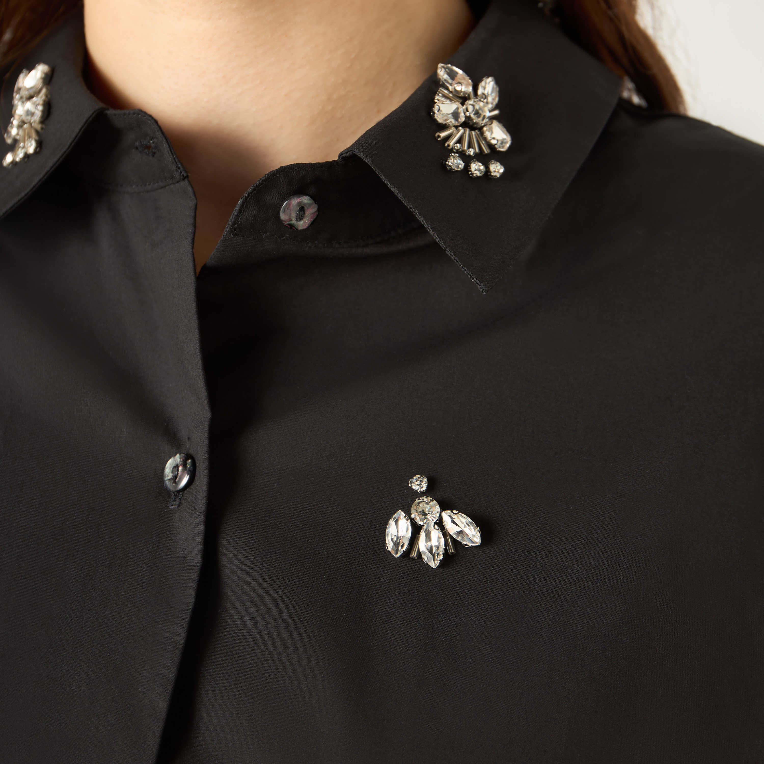 Shop Stone Embellished Oversized Shirt with Long Sleeves and