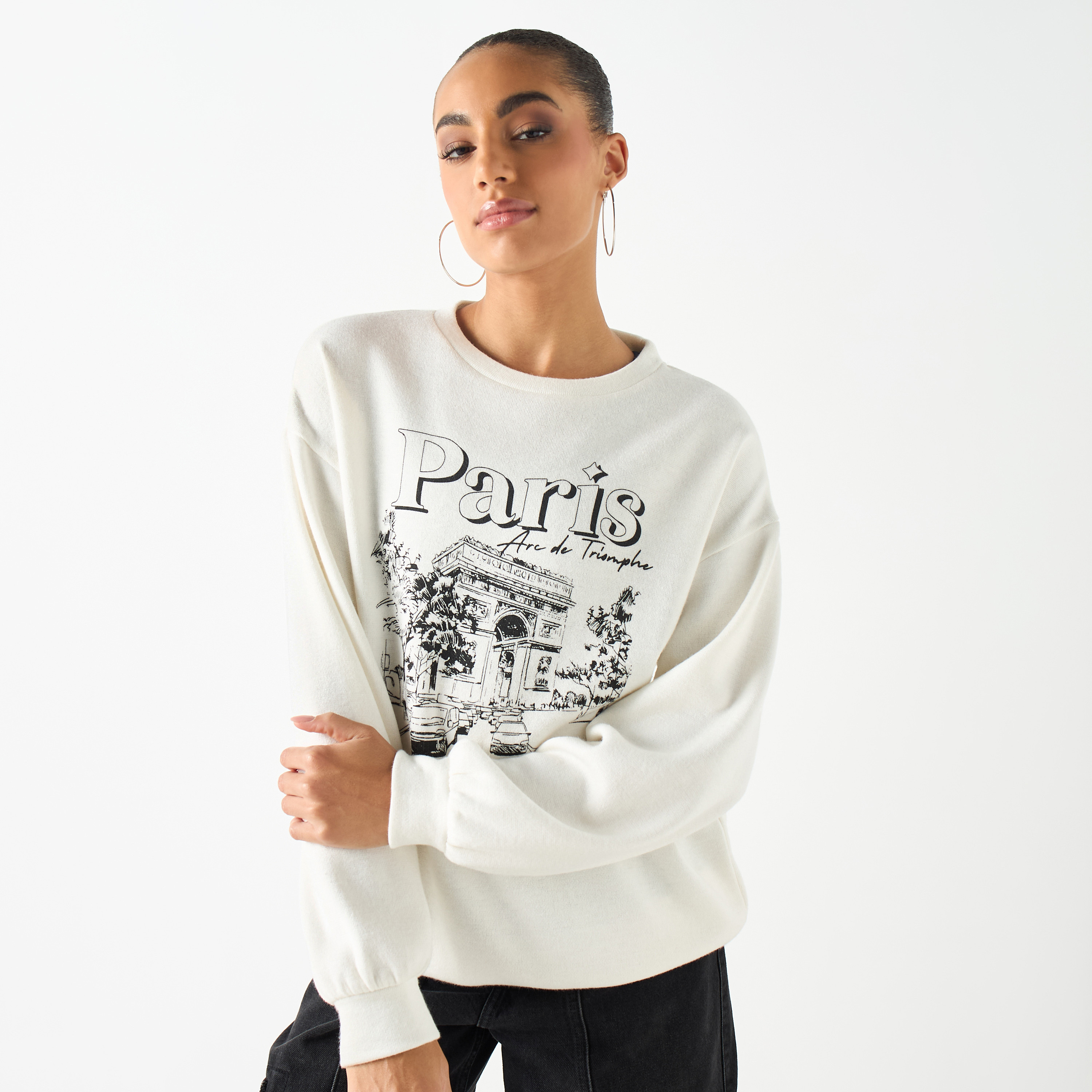 Printed crew neck sweatshirts sale