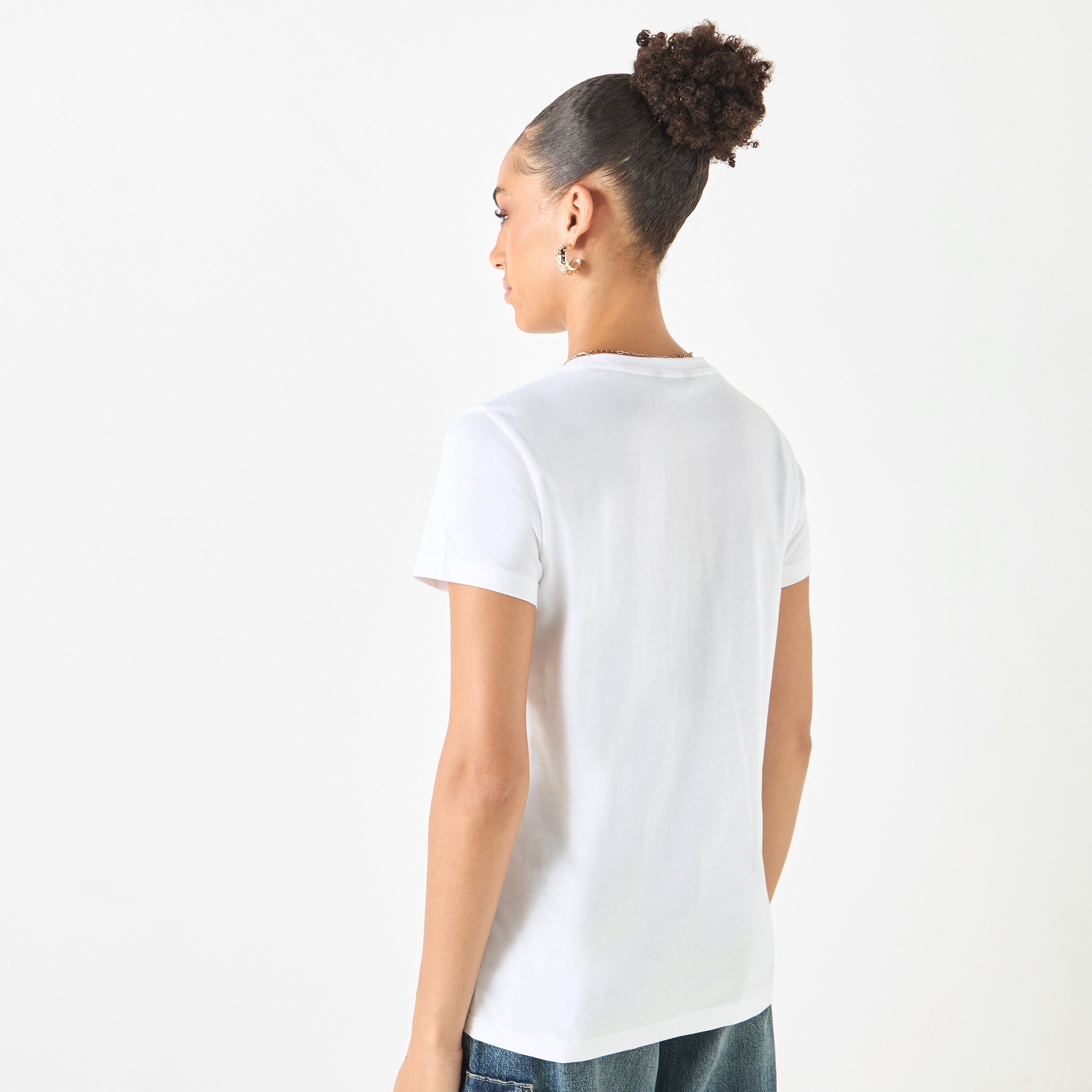 Graphic Print Crew Neck Cotton T-shirt with Short Sleeves-women-clothing-tshirts-image-11