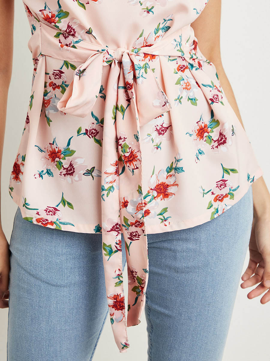 Styli Floral Printed Tie Up Waist Top-women-clothing-shirtsandblouses-blouses-image-3