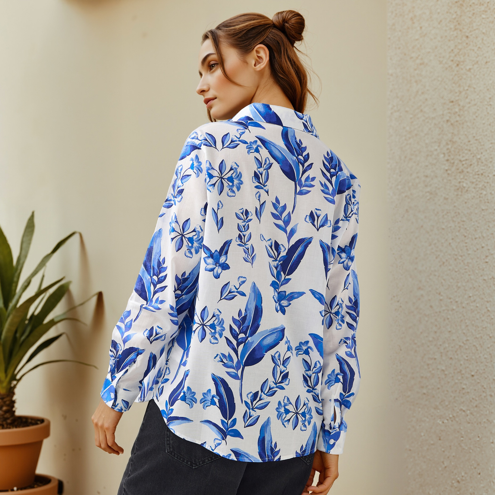 Floral Print Collared Cotton Shirt-women-clothing-shirtsandblouses-shirts-image-3