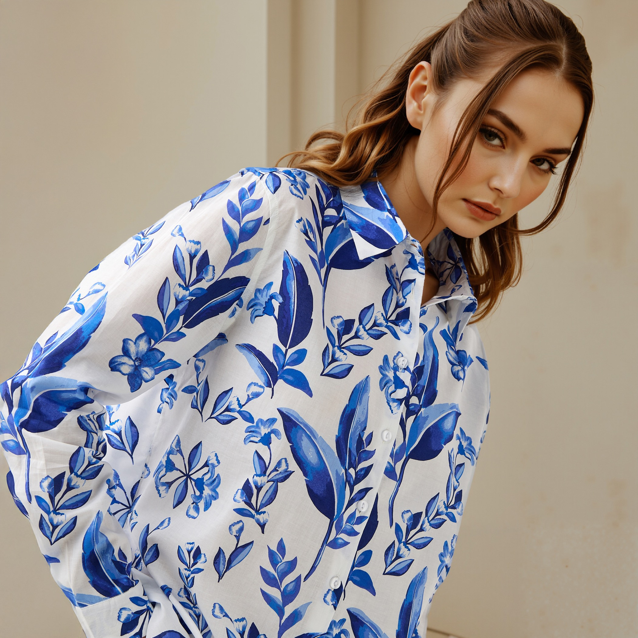 Floral Print Collared Cotton Shirt-women-clothing-shirtsandblouses-shirts-image-4