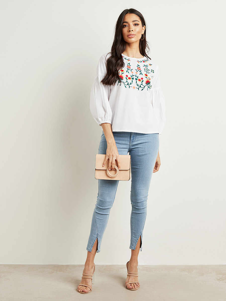 Styli Embroidered Yoke 3/4 Sleeves Top-women-clothing-shirtsandblouses-blouses-image-2