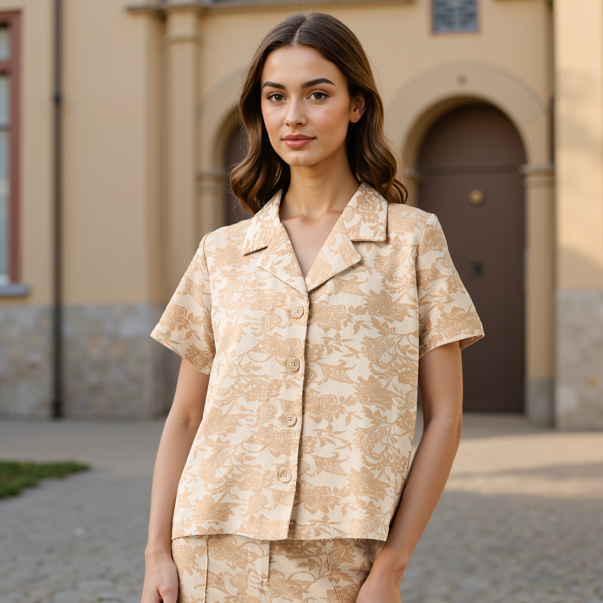 Printed Jacquard Textured Shirt-women-clothing-shirtsandblouses-shirts-image-1