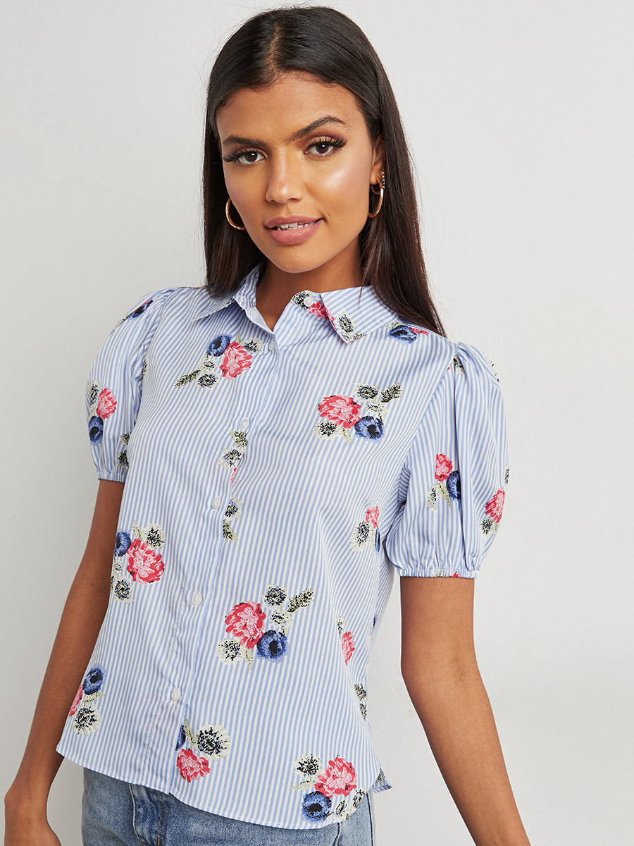 قميص مطبوع بأكمام منفوخة من ستايلي-women-clothing-shirtsandblouses-blouses-image-2