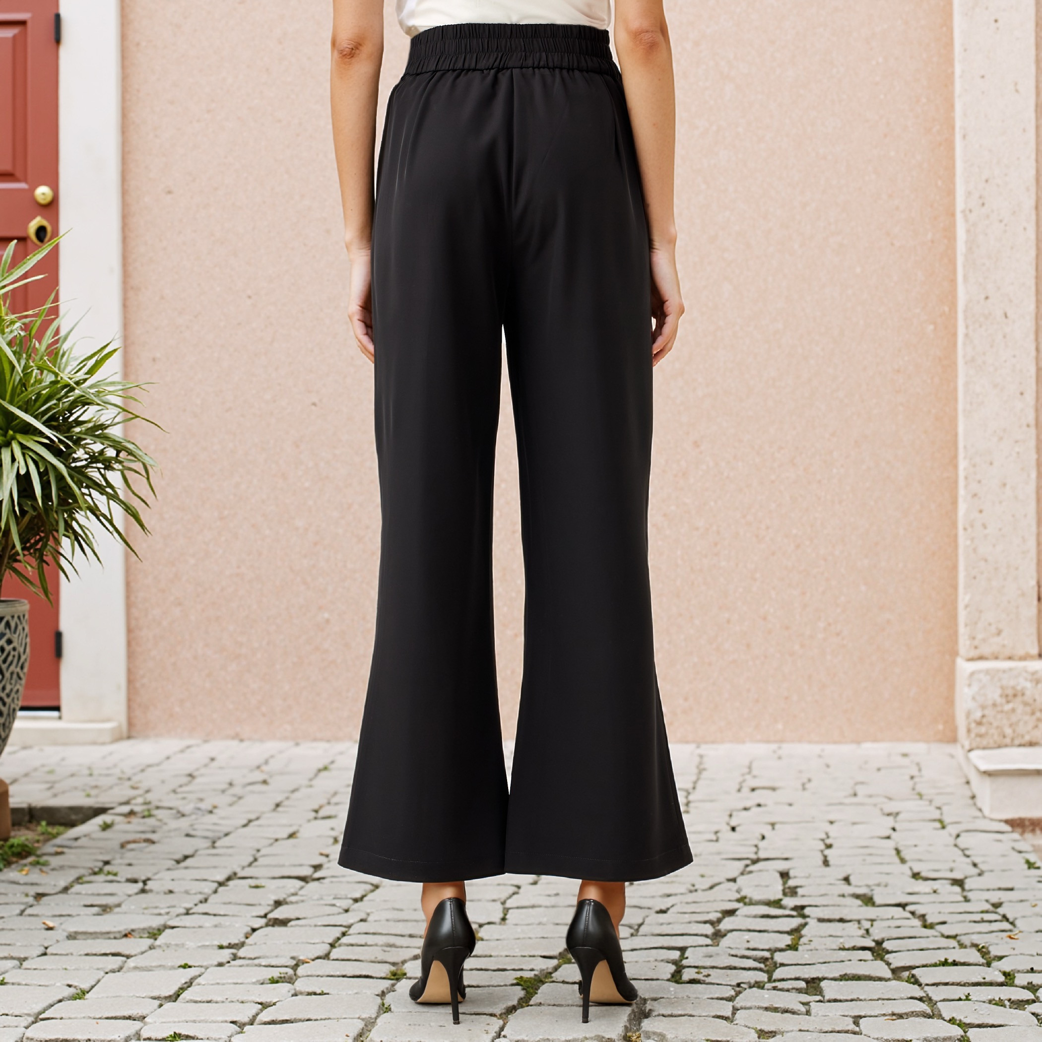 Textured High-Waist Pants with Metal Detail-women-clothing-bottoms-trousers-image-4