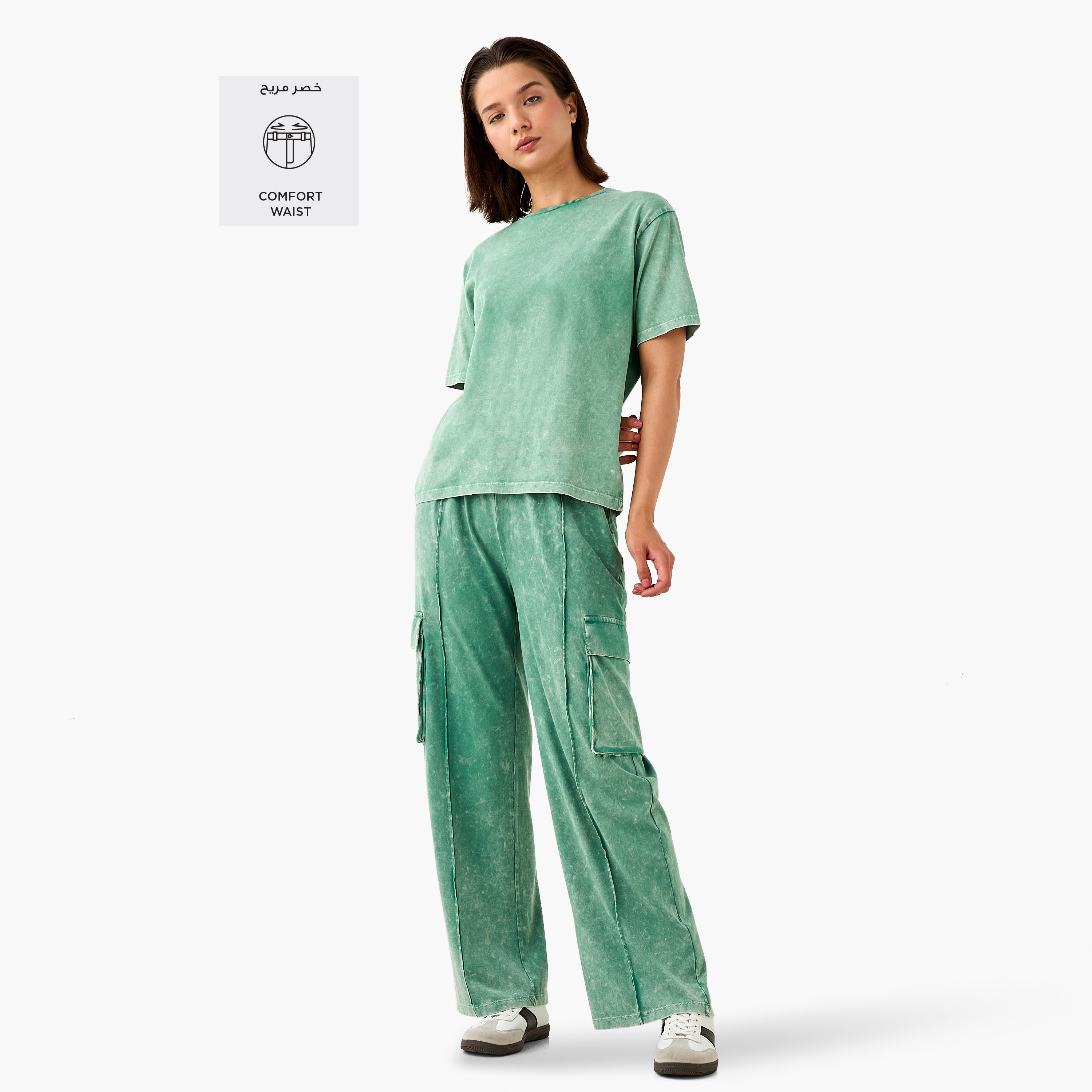 Acid Wash Cargo Joggers with Pockets-women-clothing-bottoms-joggers-image-7