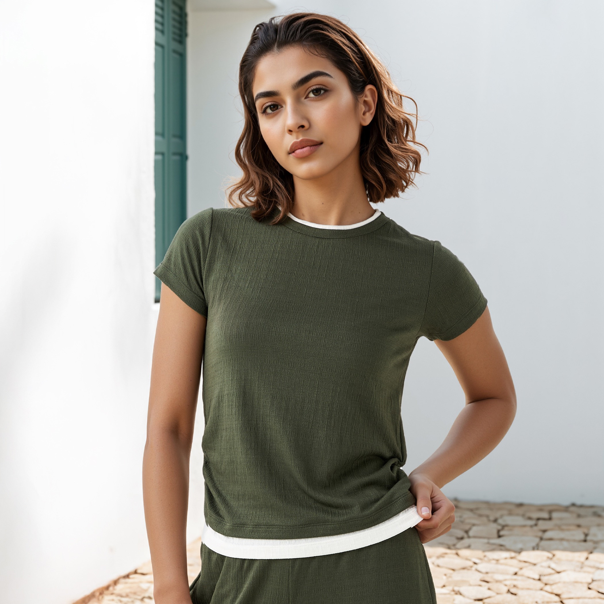 تيشيرت توفر بتصميم مجمع على الجانبين-women-clothing-tshirts-image-1