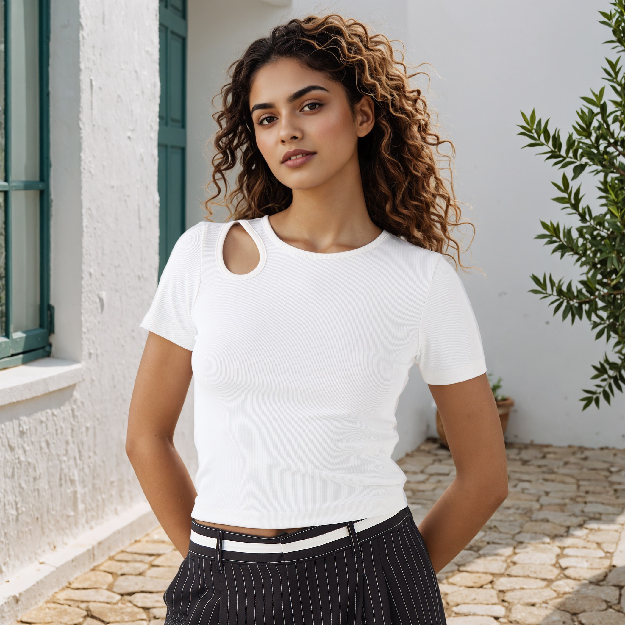 Ribbed T-shirt with Cutout Detail-women-clothing-tshirts-image-1