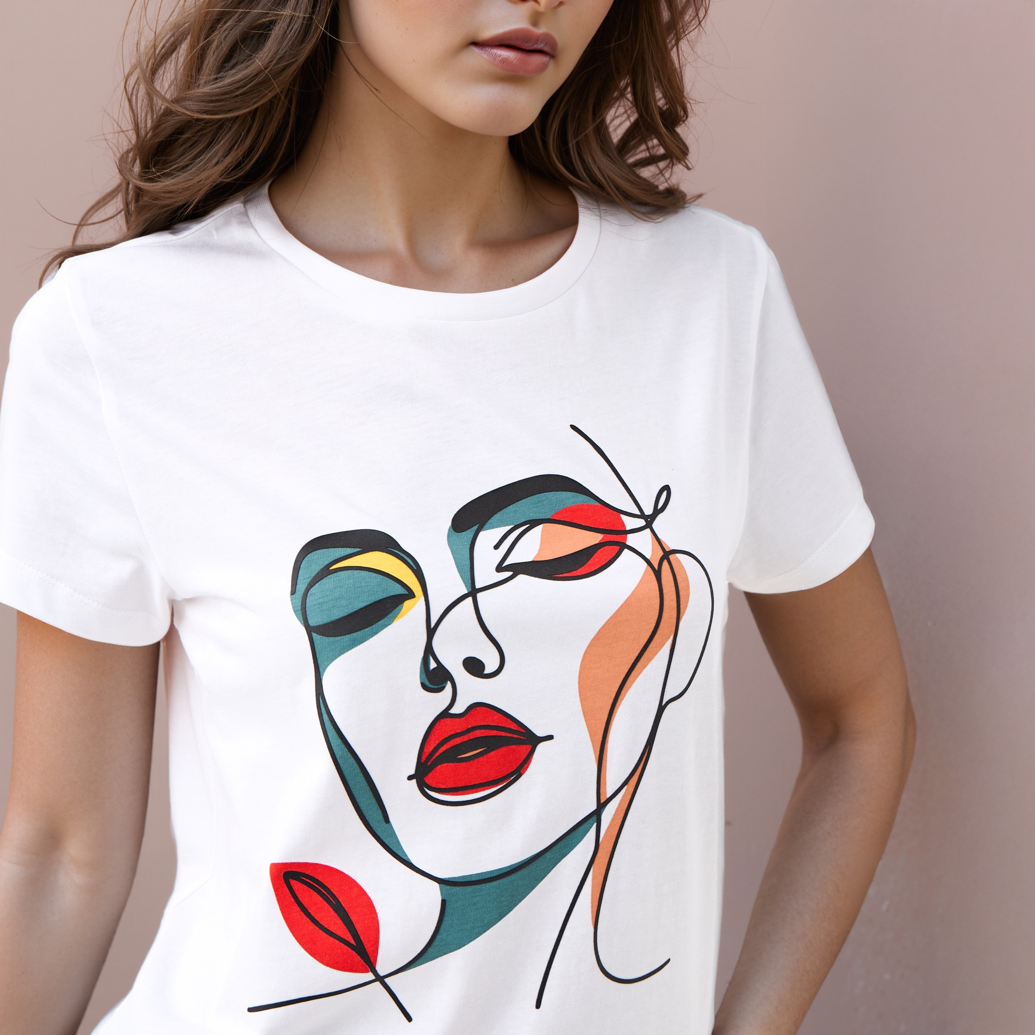 Graphic Print T-shirt with Crew Neck-women-clothing-tshirts-image-4