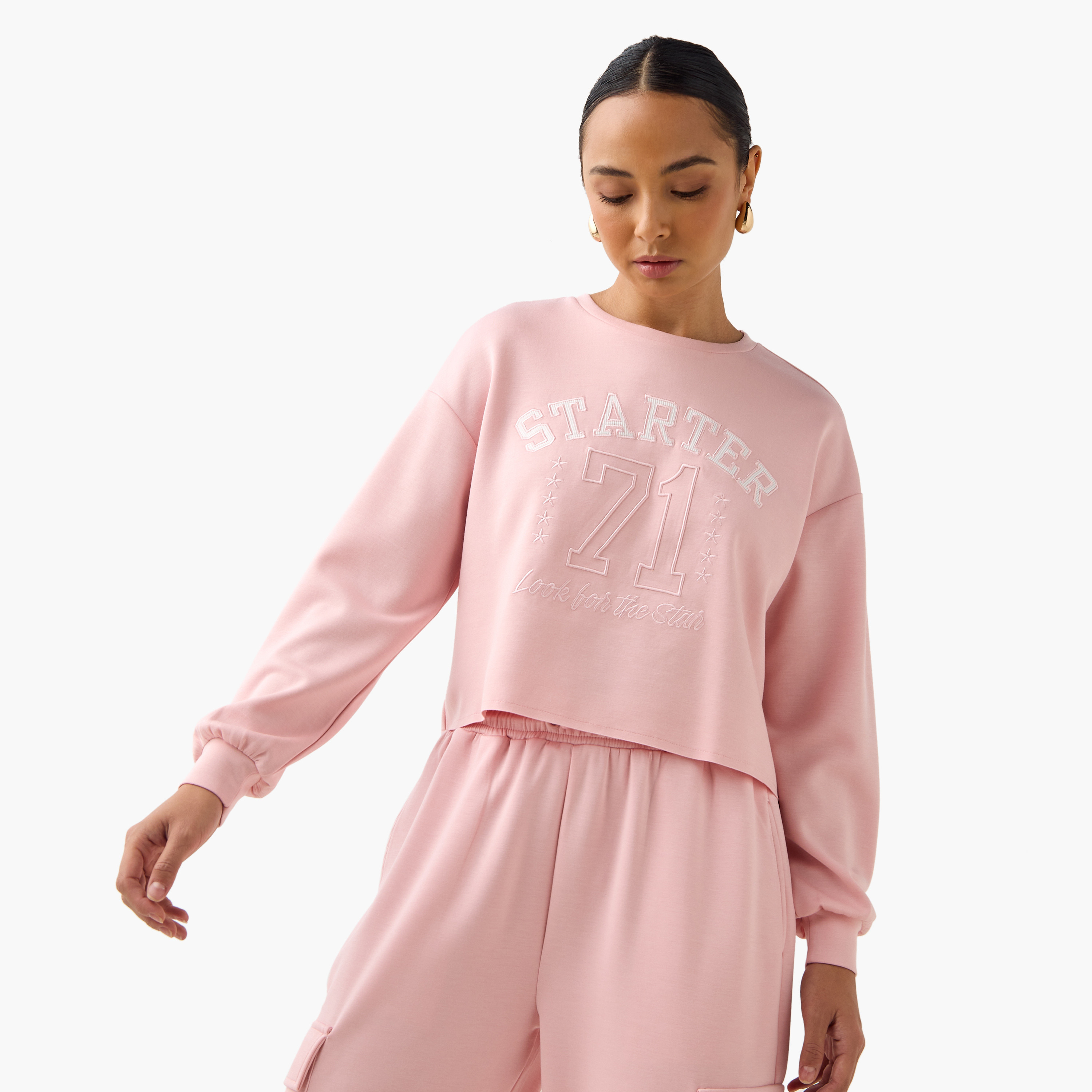 Starter Embroidered Crop Sweatshirt-women-winterwear-hoodiesandsweatshirts-sweatshirts-image-1