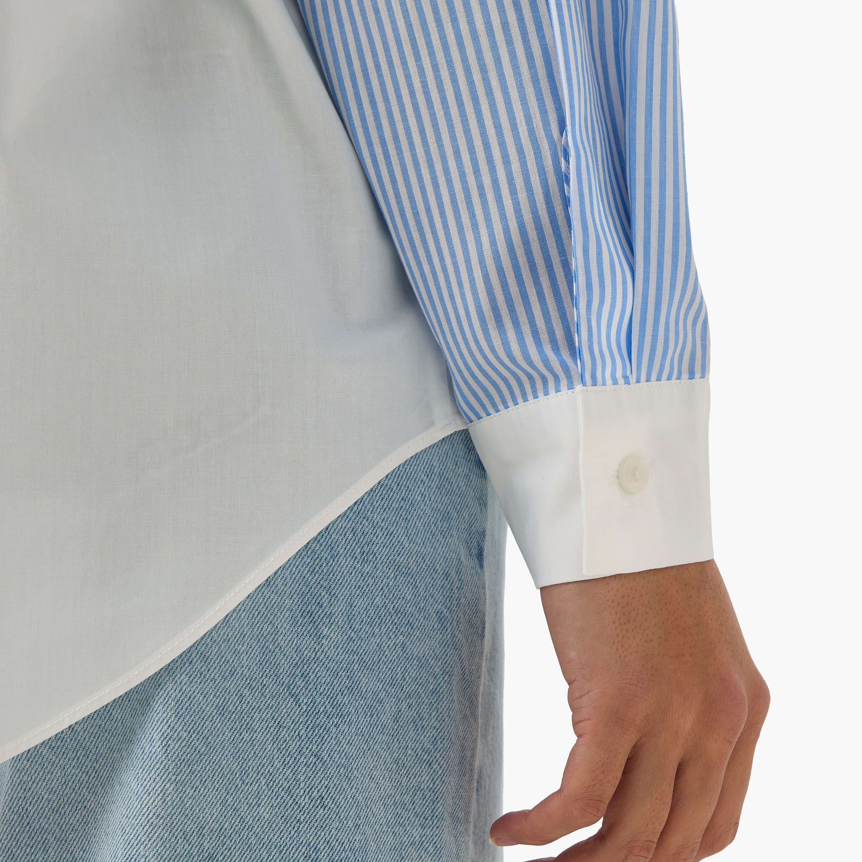 Regular Fit Striped Collared Cotton Shirt with Chest Pocket-women-clothing-shirtsandblouses-shirts-image-5