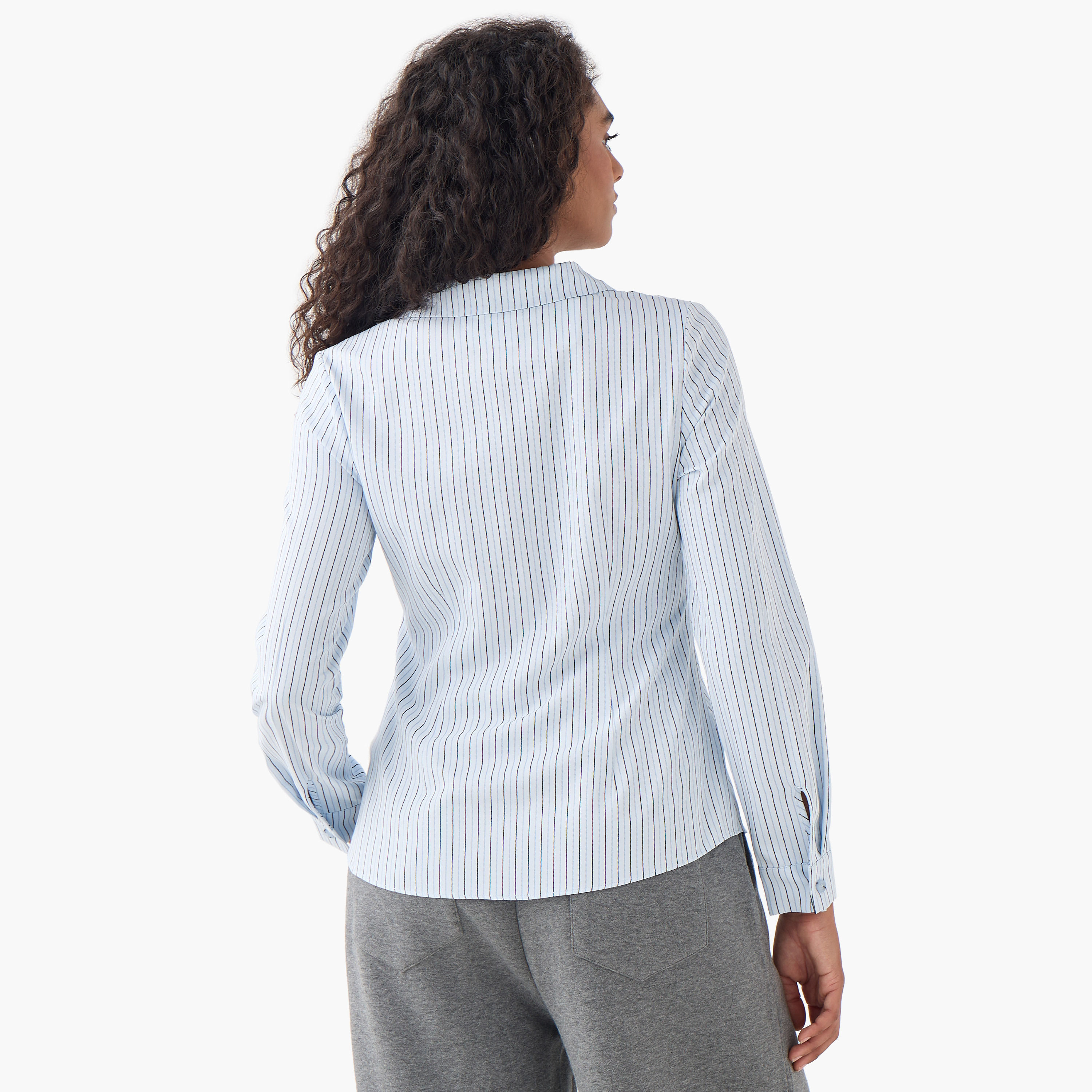 Slim Fit Striped Collared Shirt-women-clothing-shirtsandblouses-shirts-image-3
