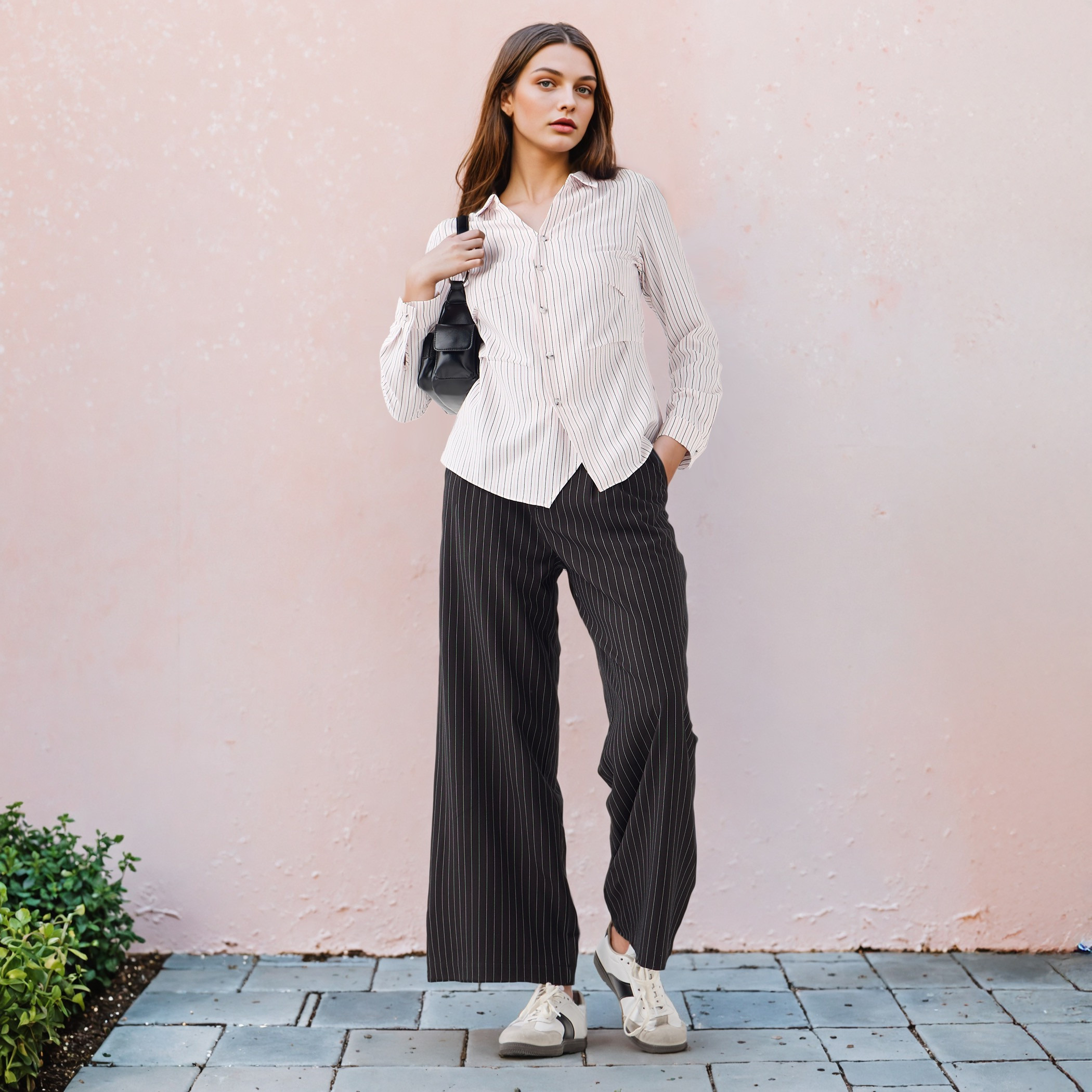 Slim Fit Striped Collared Shirt-women-clothing-shirtsandblouses-shirts-image-2