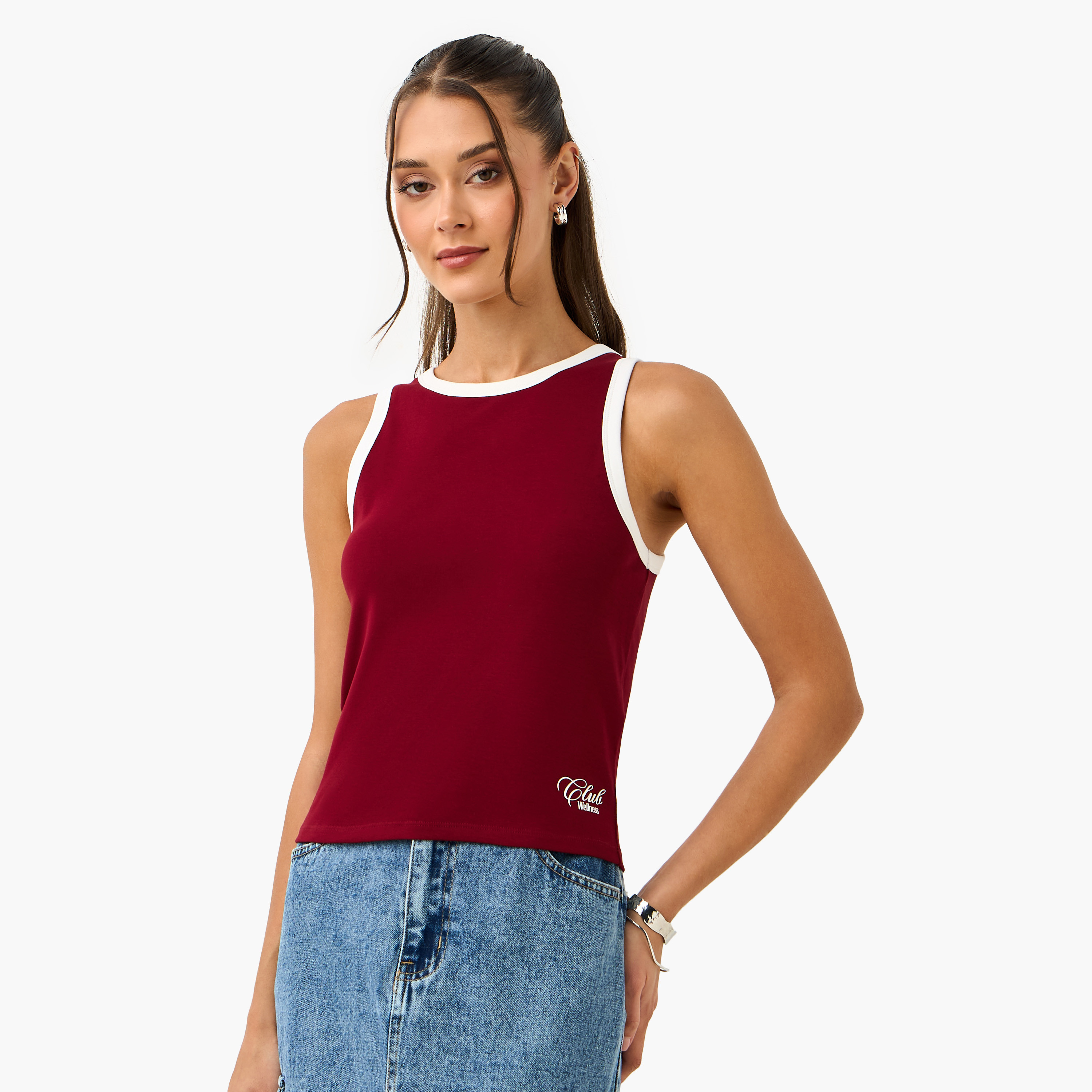 بلوزة تانك بظهر متقاطع وطبعات-women-clothing-tshirts-image-1