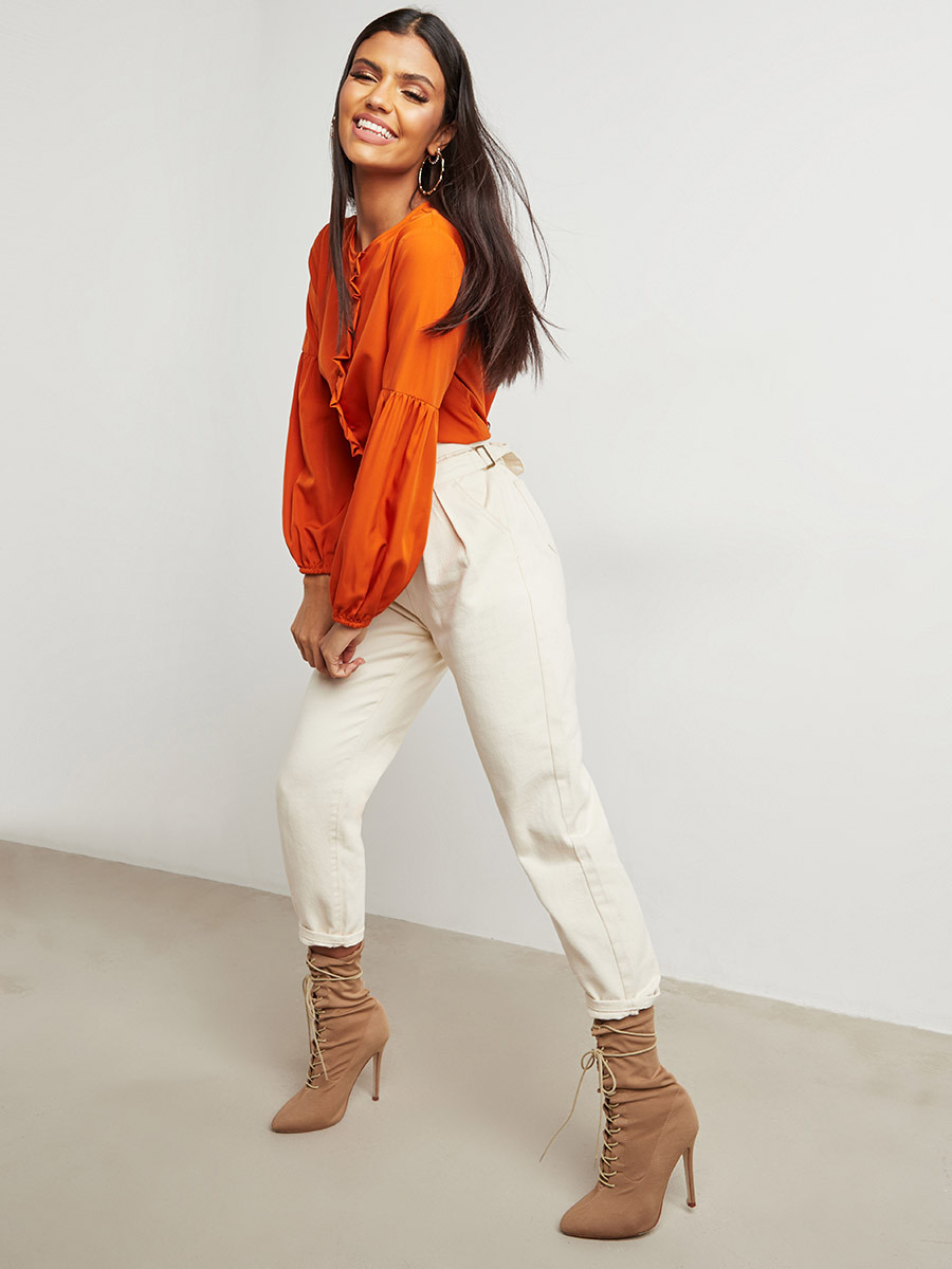 بلوزة بأكمام منفوخة وتفاصيل كشكش-women-clothing-shirtsandblouses-blouses-image-3