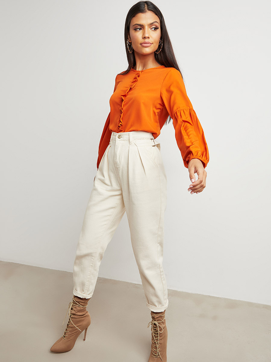 بلوزة بأكمام منفوخة وتفاصيل كشكش-women-clothing-shirtsandblouses-blouses-image-5
