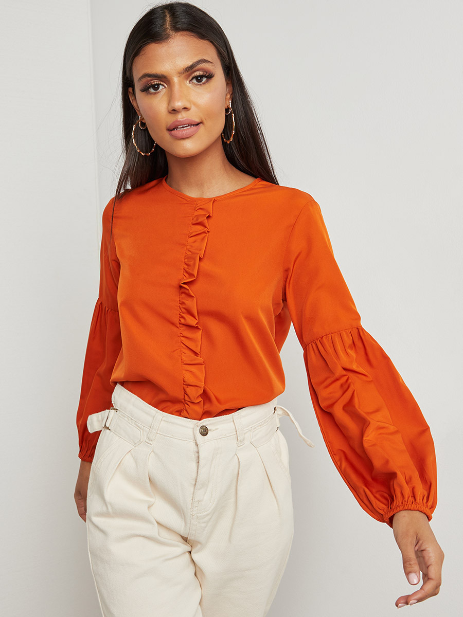 بلوزة بأكمام منفوخة وتفاصيل كشكش-women-clothing-shirtsandblouses-blouses-image-6