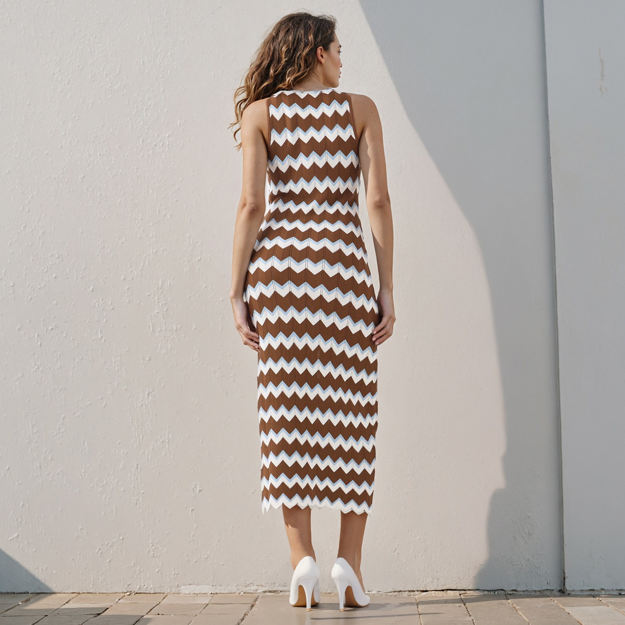 Geometric Print Sleeveless Midi Dress-women-clothing-dresses-image-3