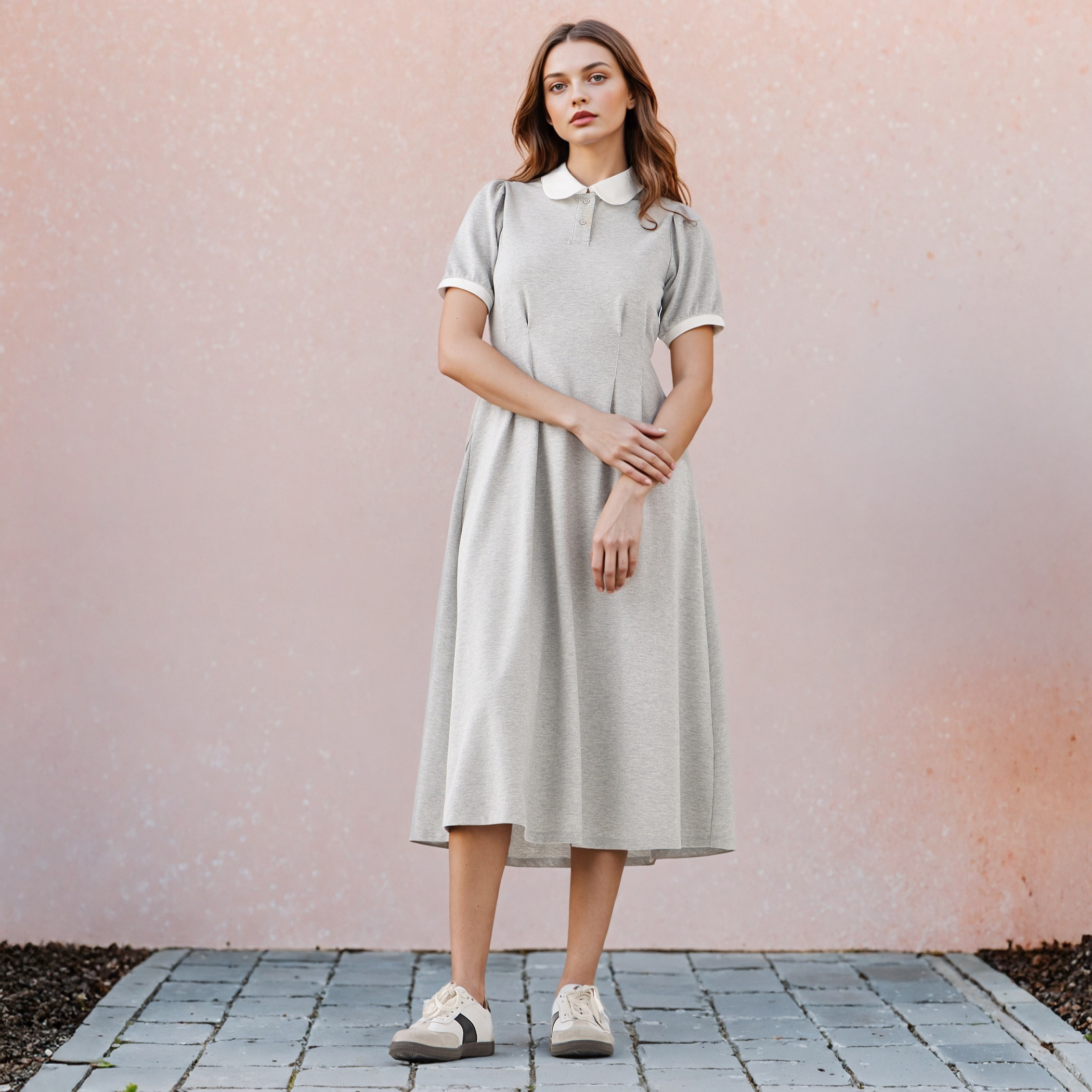 Peter Pan Collar Midi Dress-women-clothing-dresses-image-1