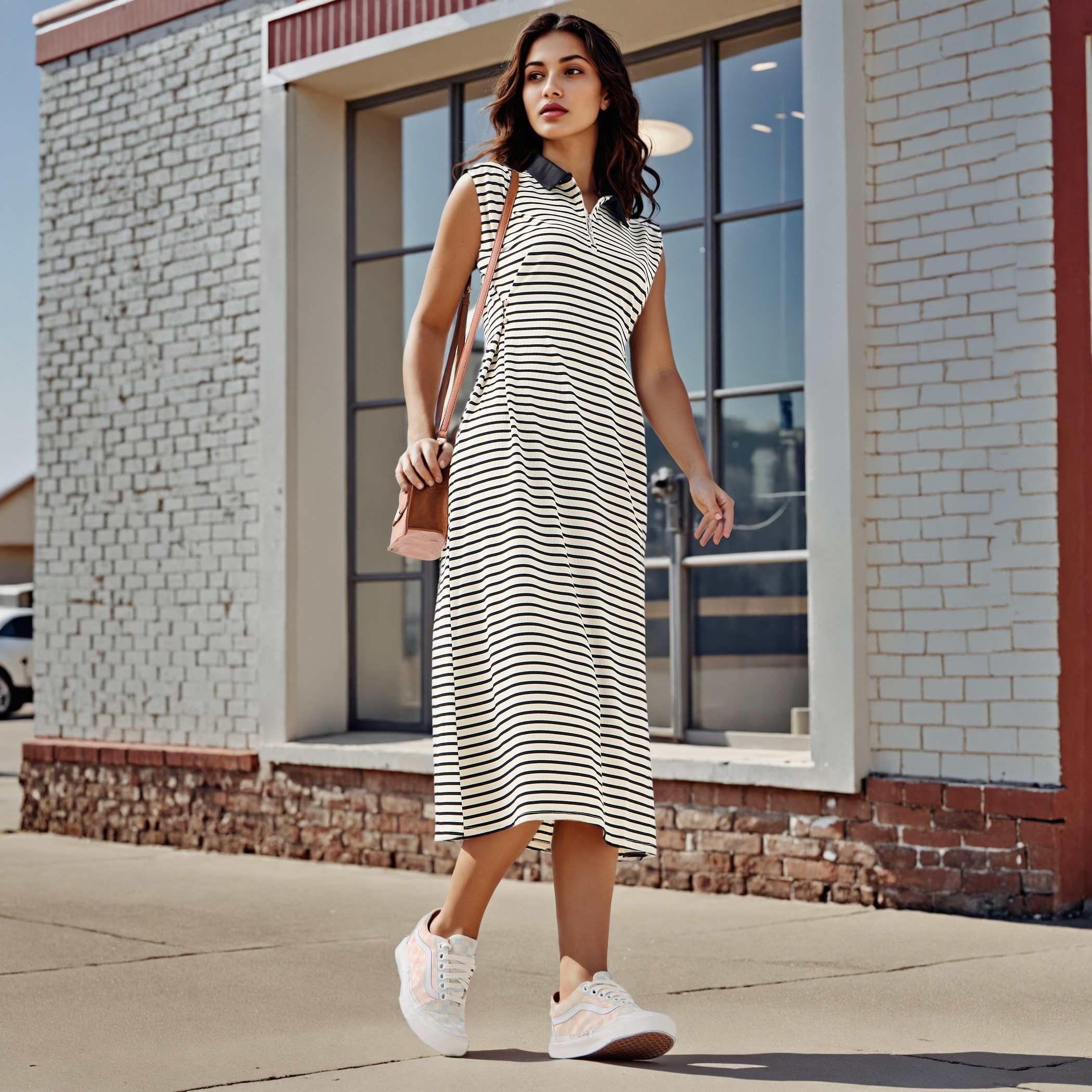 Striped Sleeveless Polo Dress-women-clothing-dresses-image-1