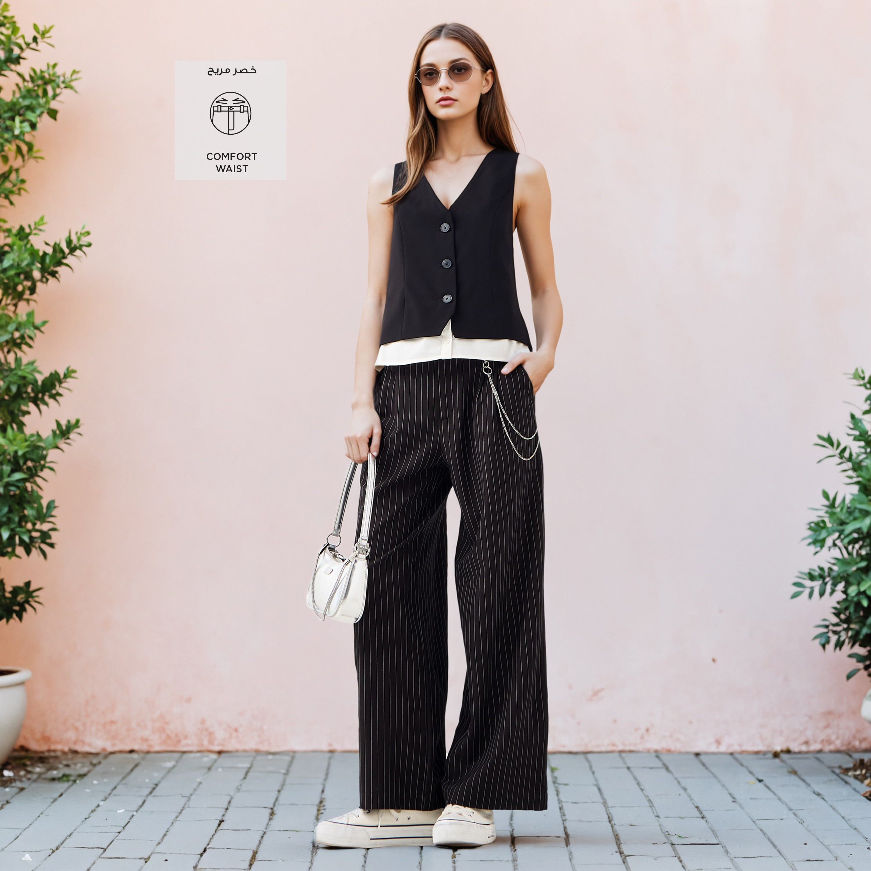 Striped Wide-Leg Linen Blend Pants with Pockets-women-clothing-bottoms-trousers-image-2