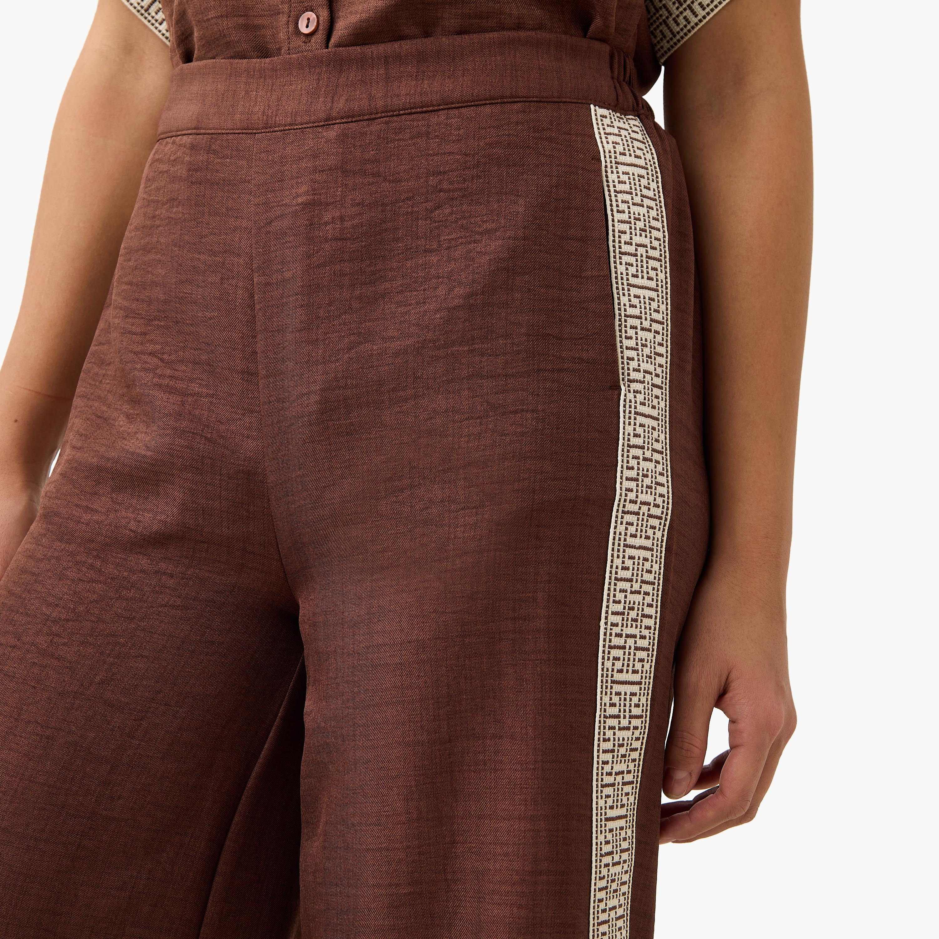 Panel Detail Regular Fit Pants with Semi-Elasticated Waistband-women-clothing-coordsets-image-4