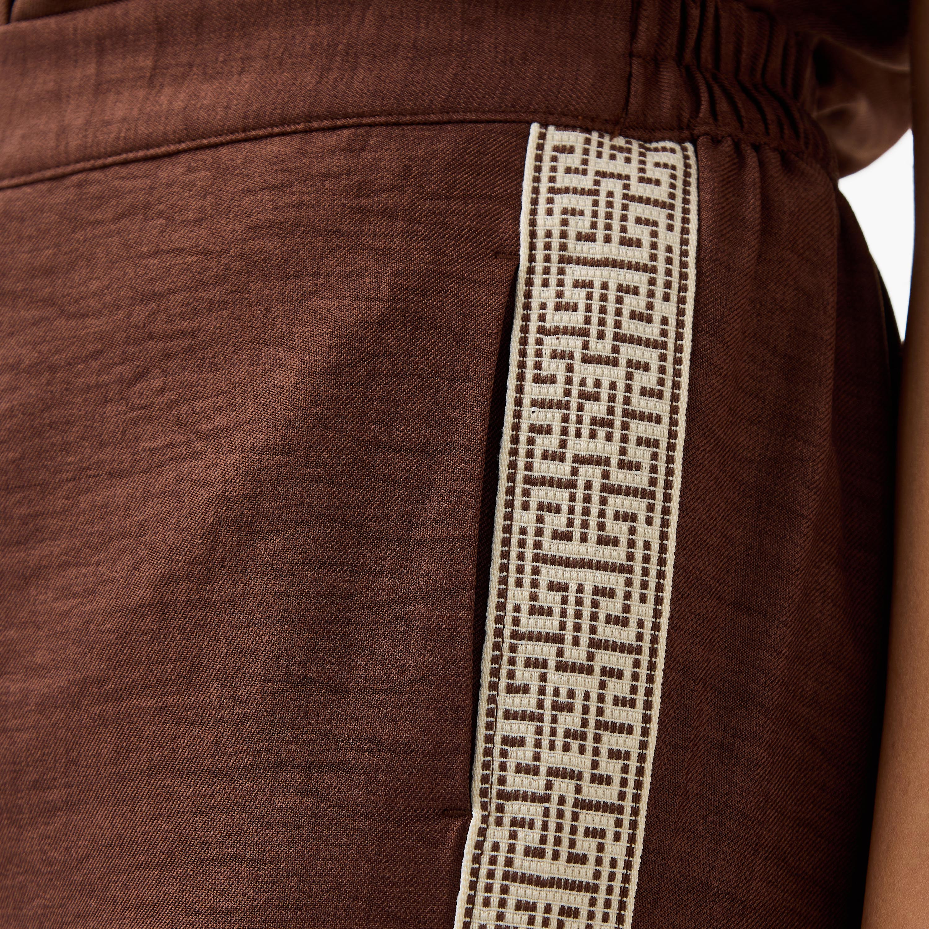 Panel Detail Regular Fit Pants with Semi-Elasticated Waistband-women-clothing-coordsets-image-5