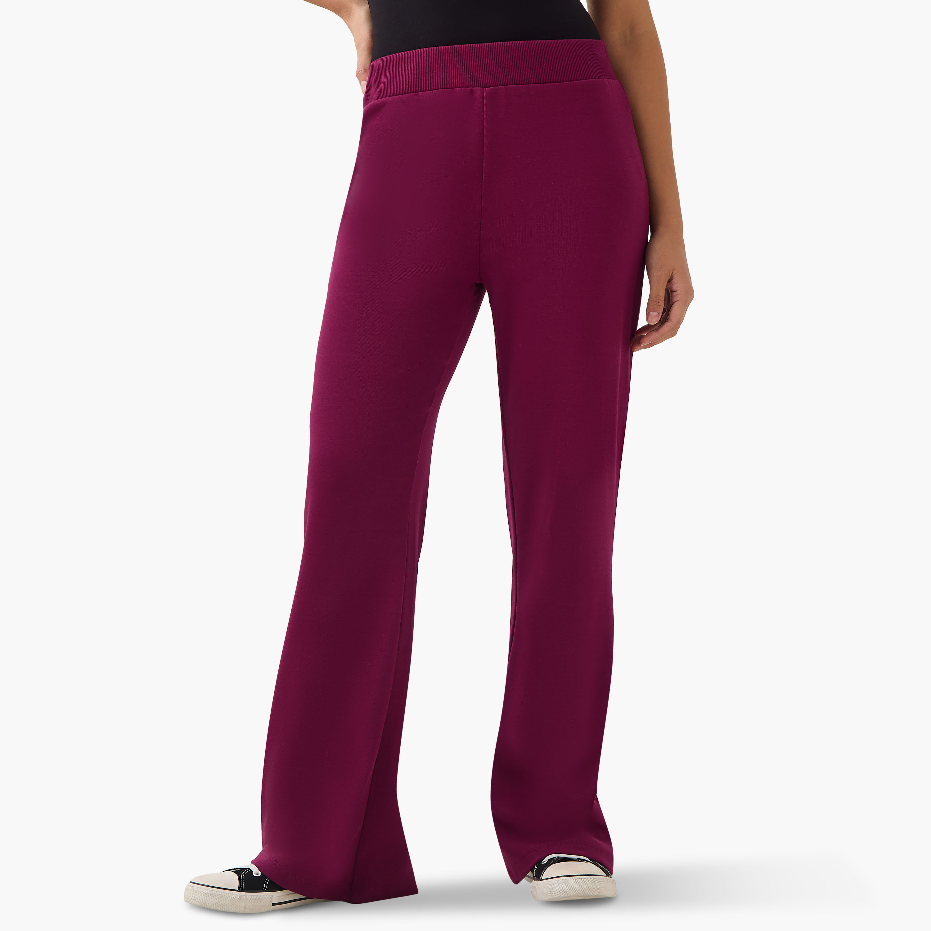 Solid Flared Flexi Waist Leggings-women-clothing-bottoms-leggings-image-1