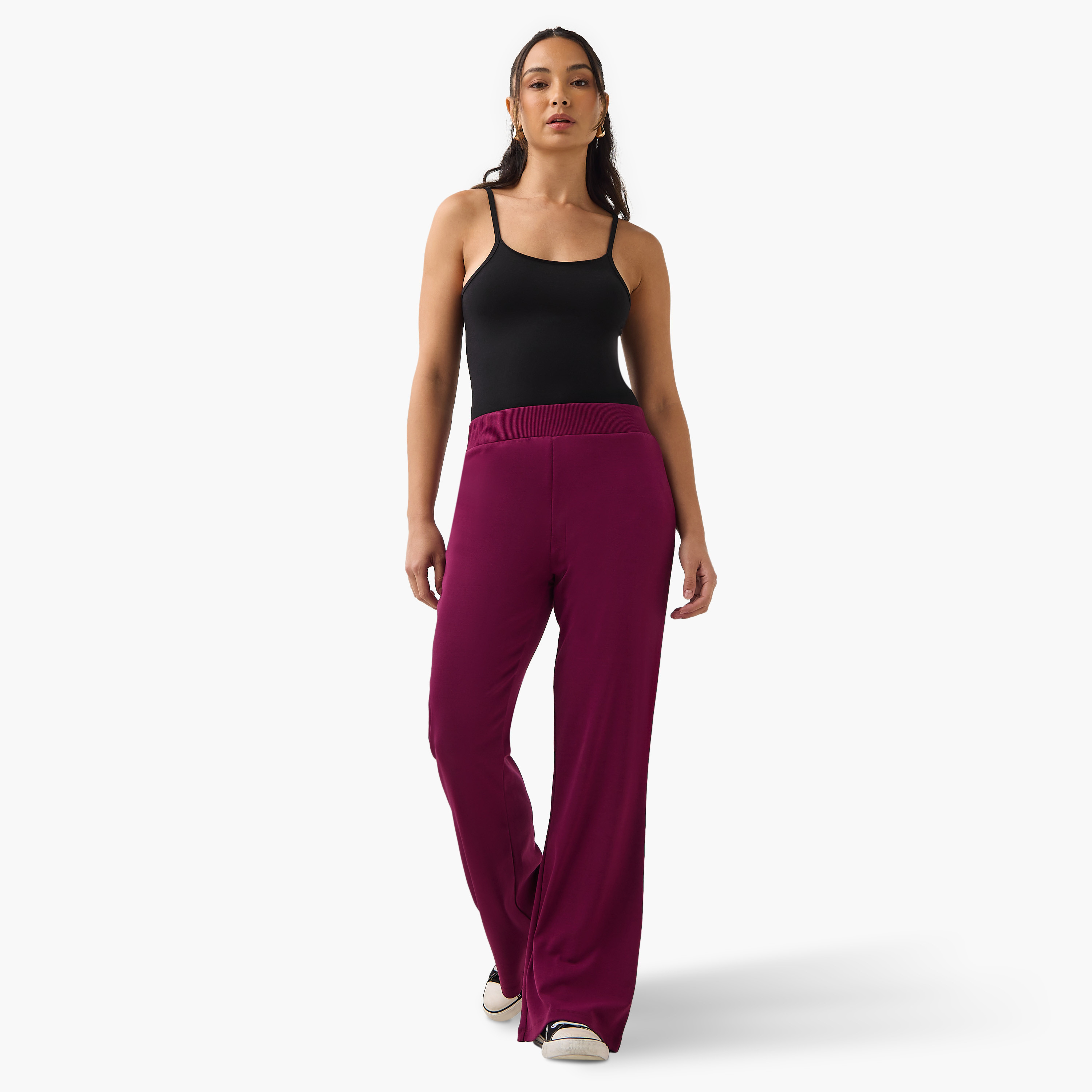 Solid Flared Flexi Waist Leggings-women-clothing-bottoms-leggings-image-2