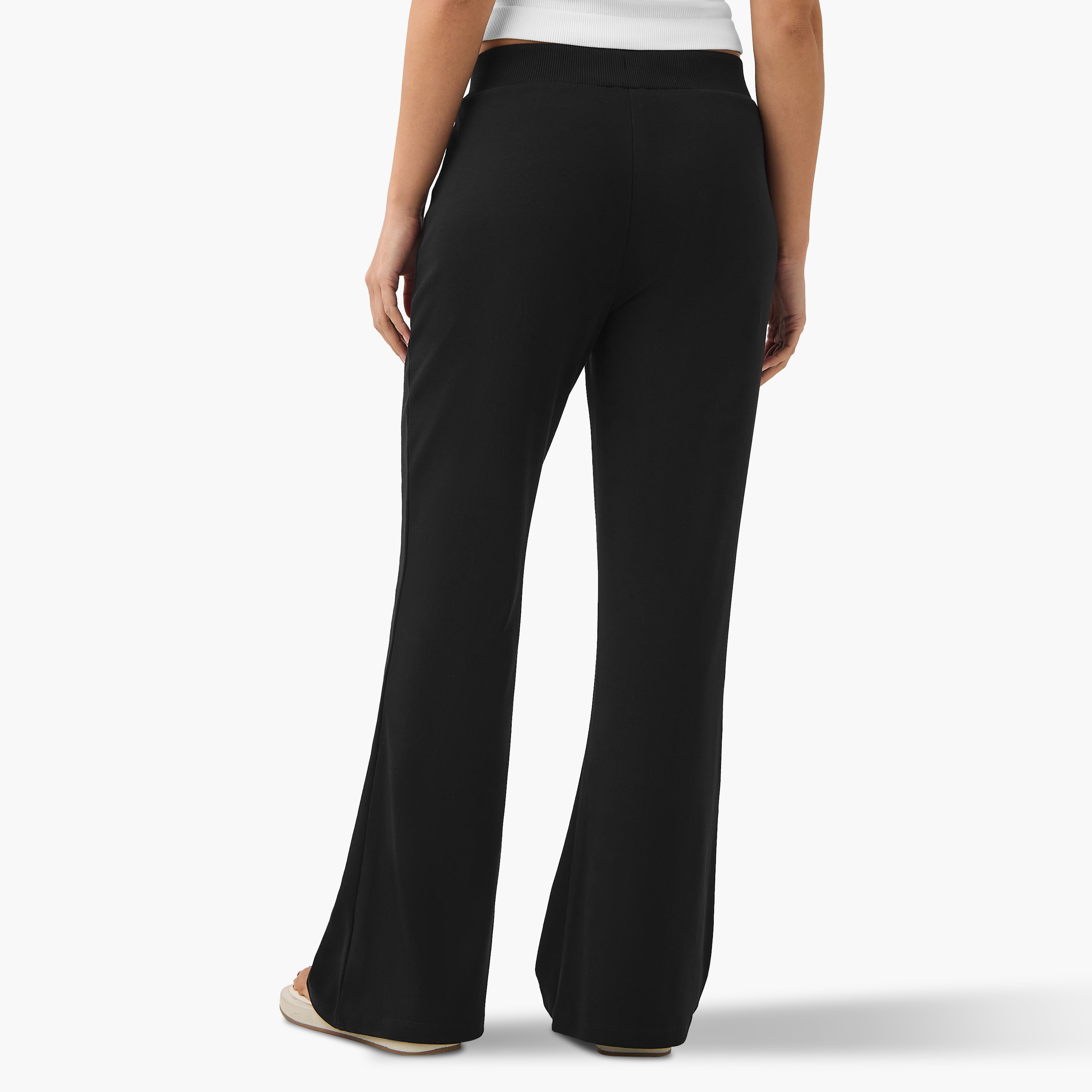 بنطلون ليقنز واسع سادة بخصر مطاطي -women-clothing-bottoms-leggings-image-3