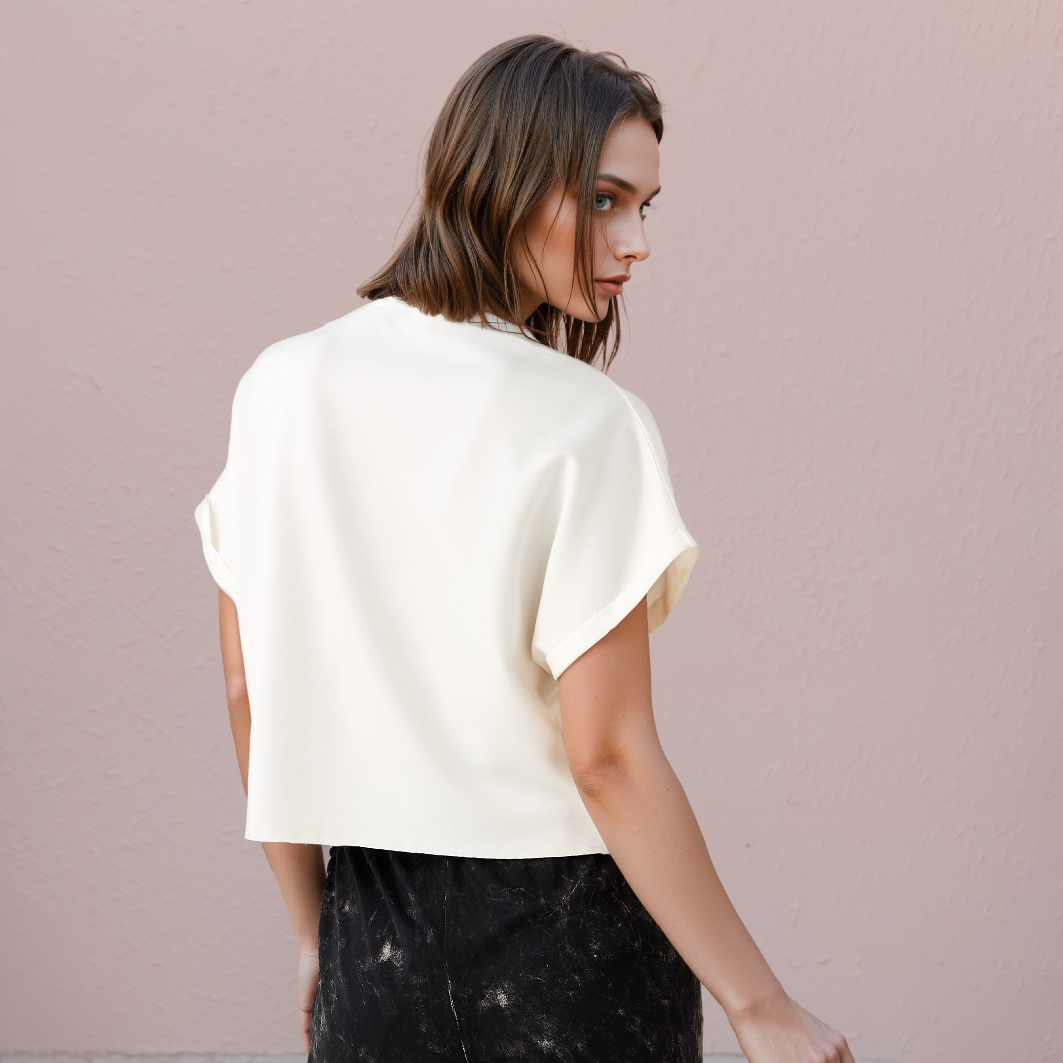 Printed Crew Neck T-shirt with Extended Short Sleeves-women-clothing-tshirts-image-3