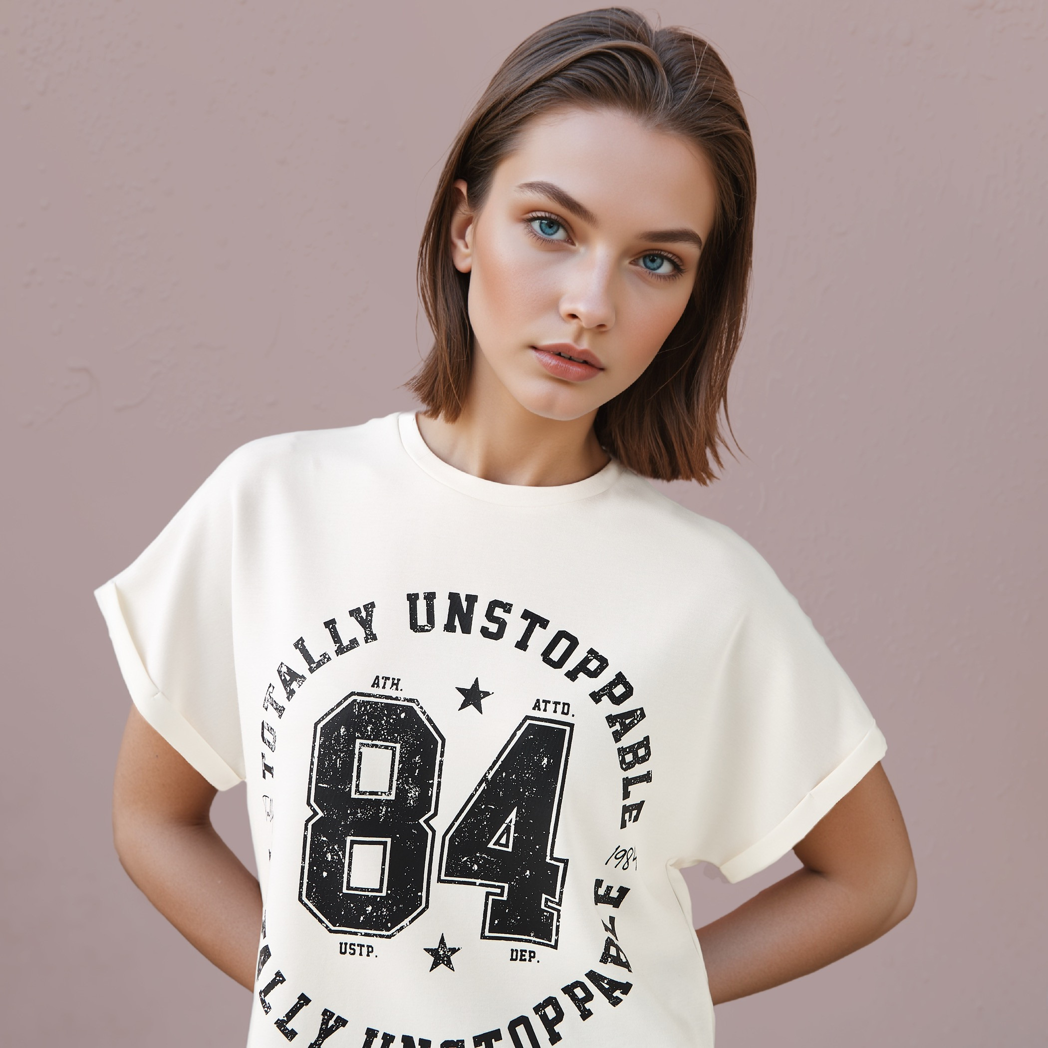 Printed Crew Neck T-shirt with Extended Short Sleeves-women-clothing-tshirts-image-4