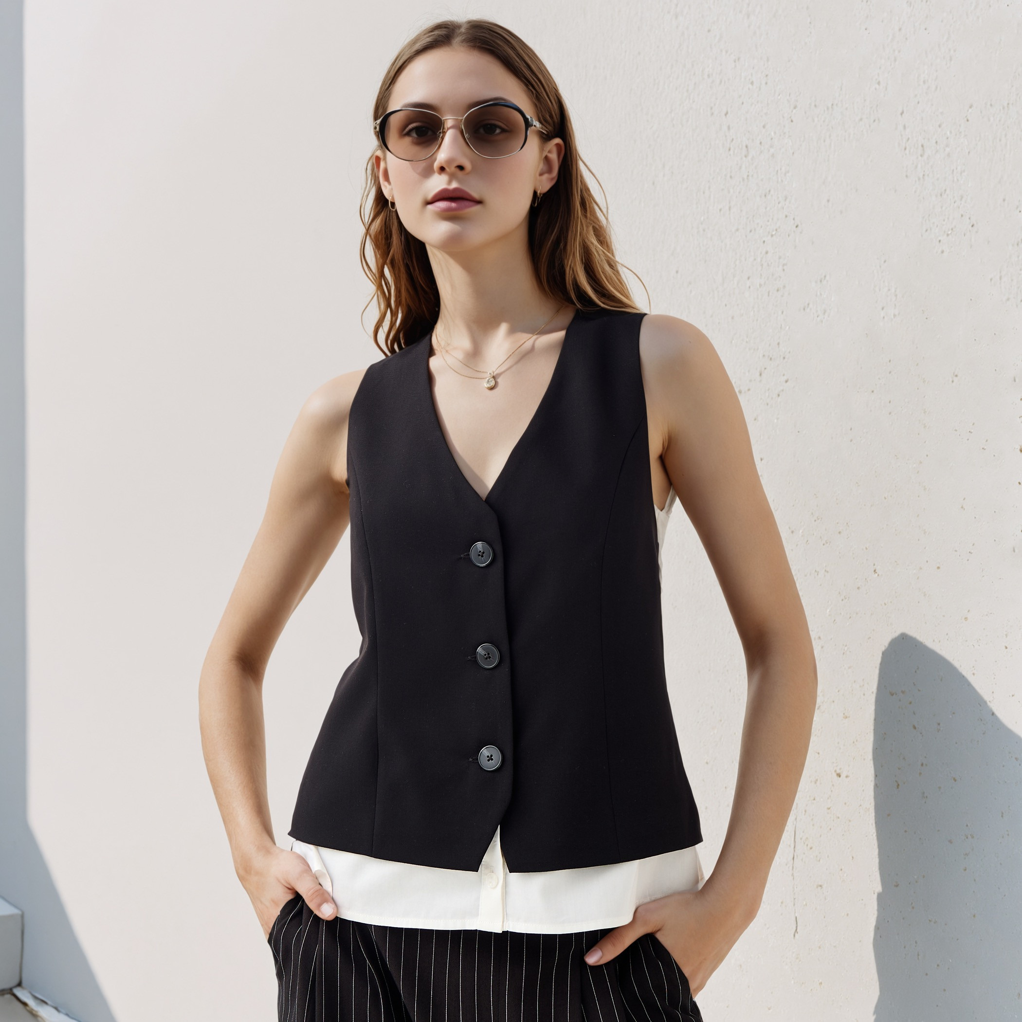 فيست بقصّة عادية وحزام بإبزيم-women-winterwear-coatsandjackets-waistcoats-image-5