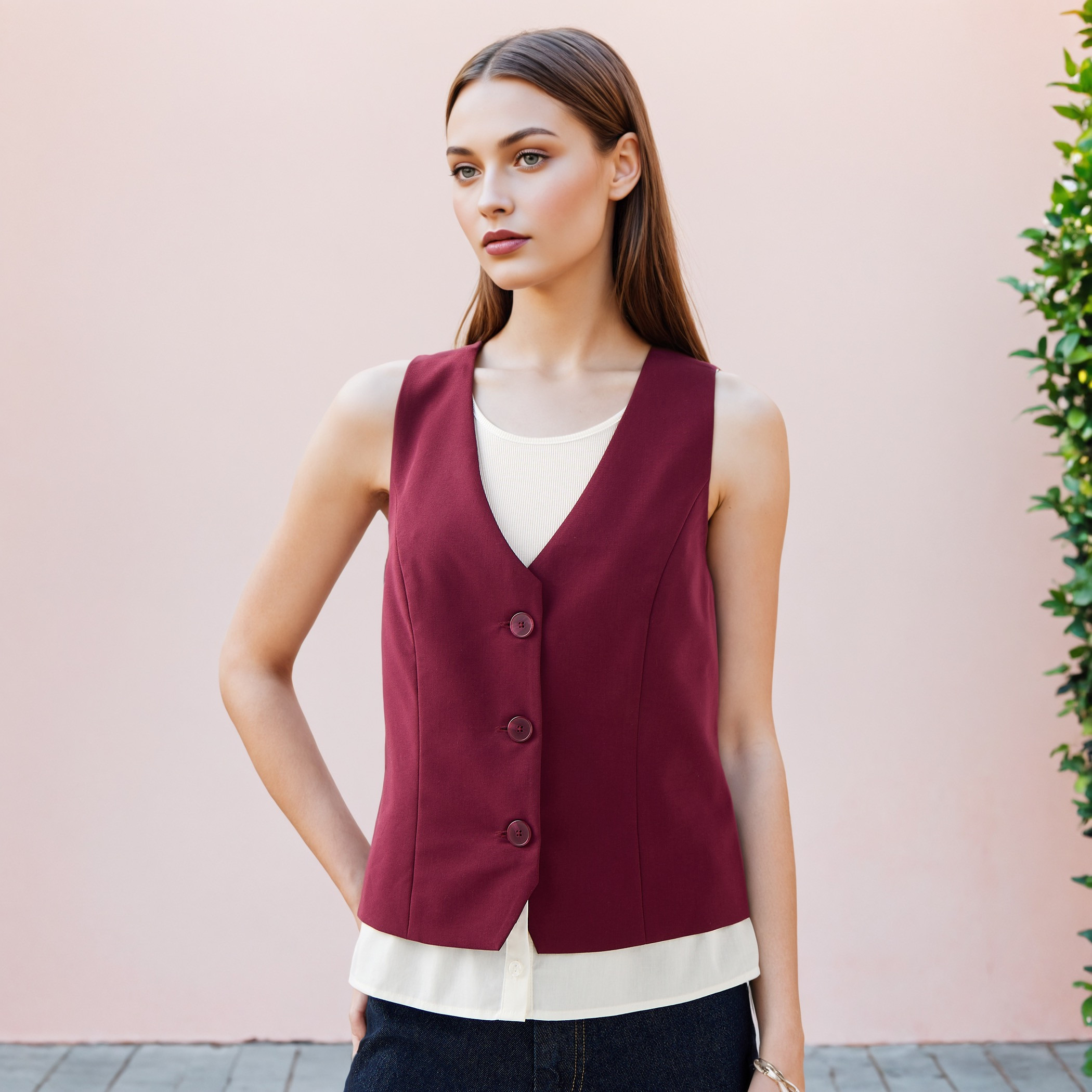 فيست بقصّة عادية وحزام بإبزيم-women-winterwear-coatsandjackets-waistcoats-image-1