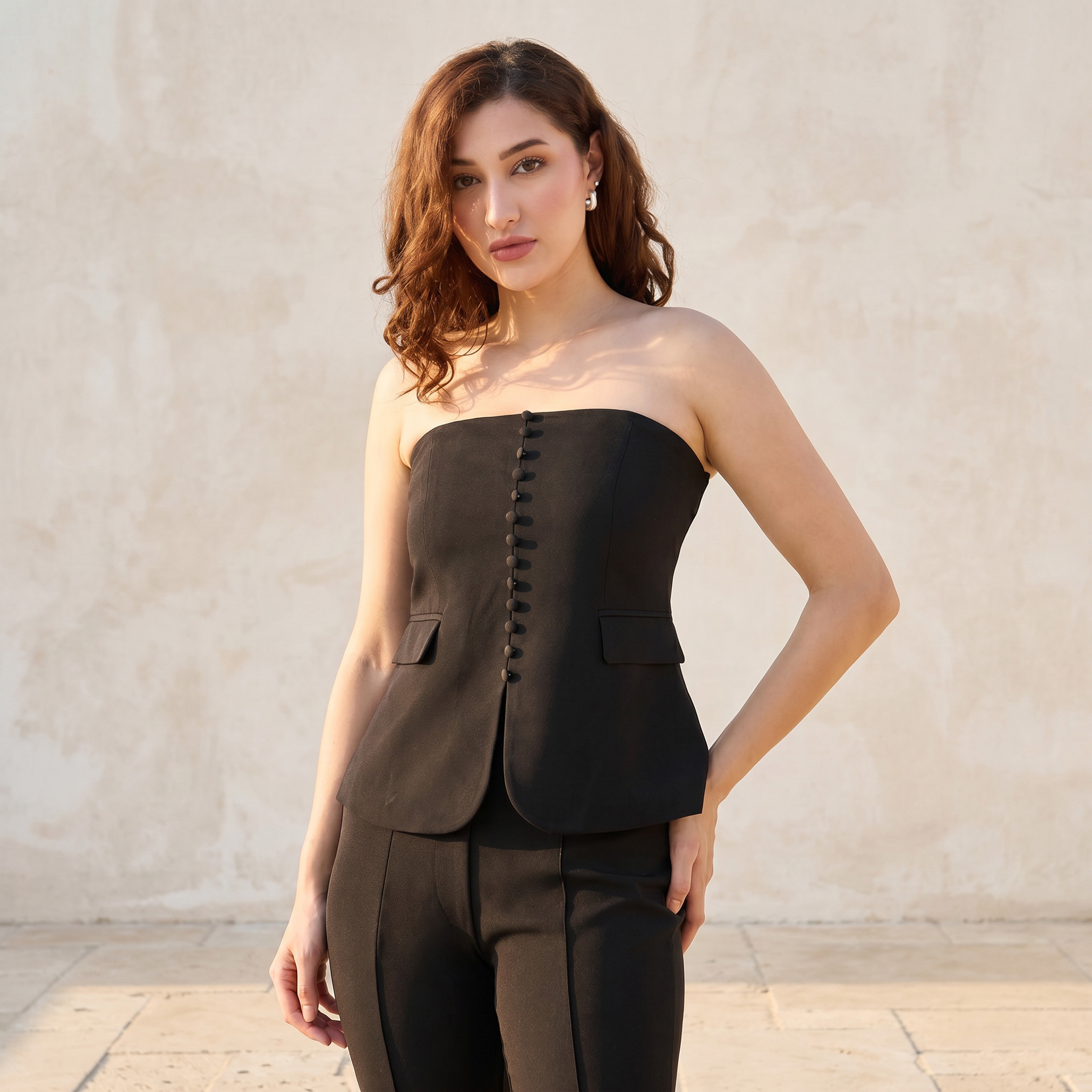 معطف خصر تيوب بزينة زر-women-winterwear-coatsandjackets-waistcoats-image-1