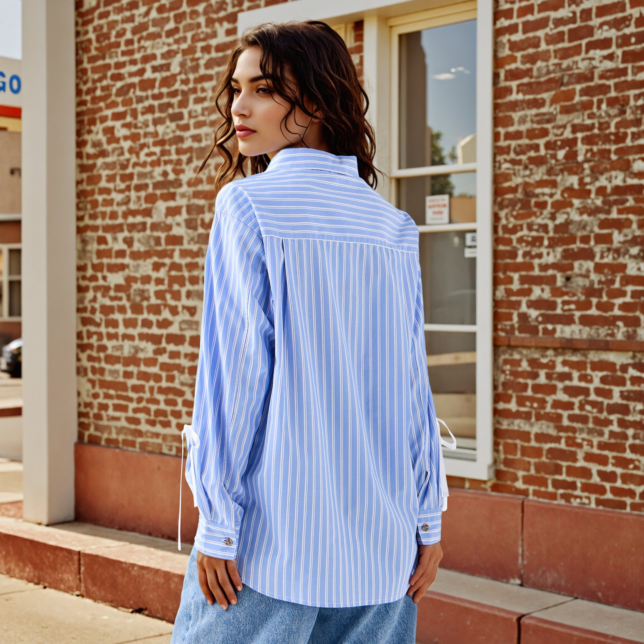 Striped Oxford Shirt with Tie-Up Detail and Chest Pocket-women-clothing-shirtsandblouses-shirts-image-3