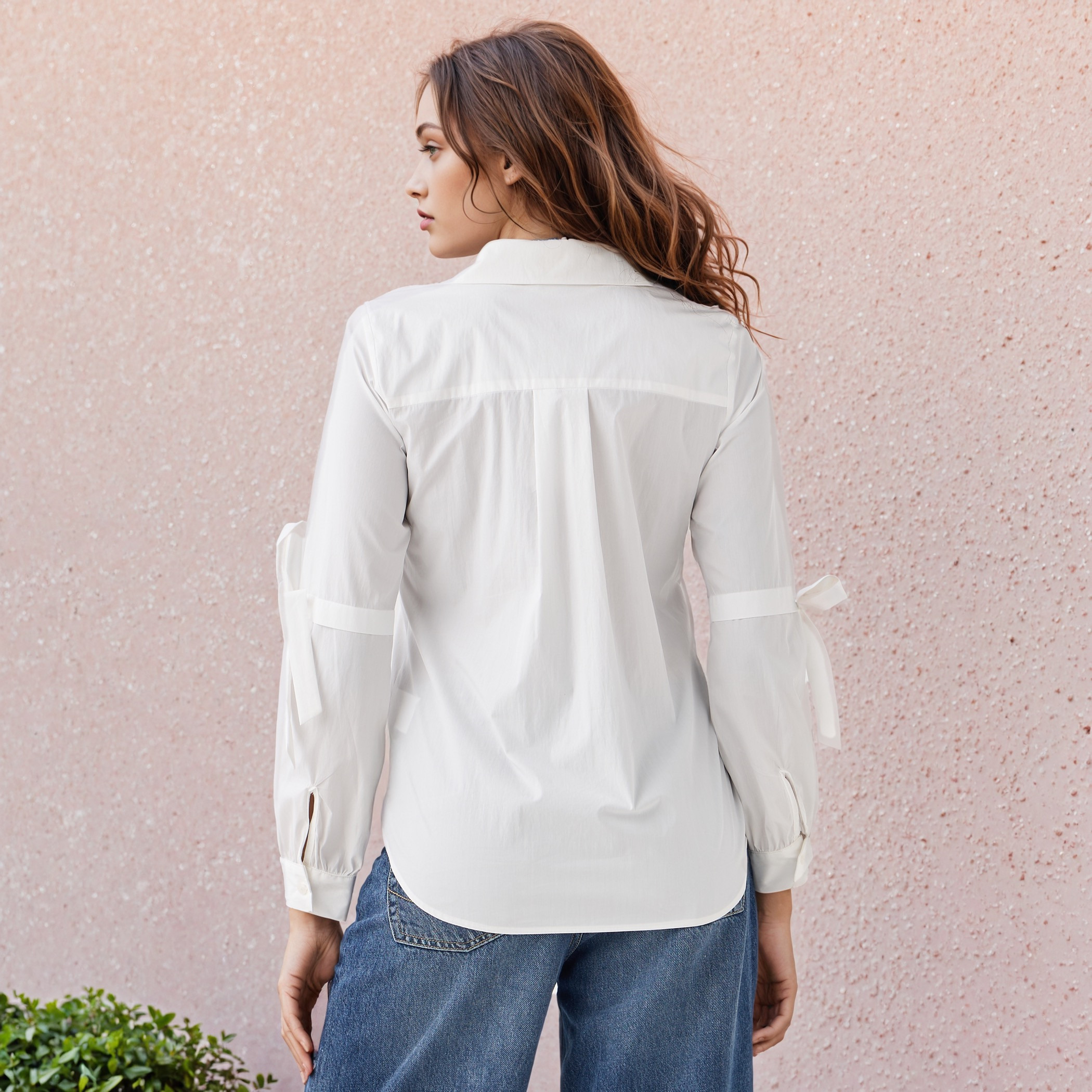 Sheer Textured Shirt with Chest Pocket and Tie-Up Detail-women-clothing-shirtsandblouses-shirts-image-3