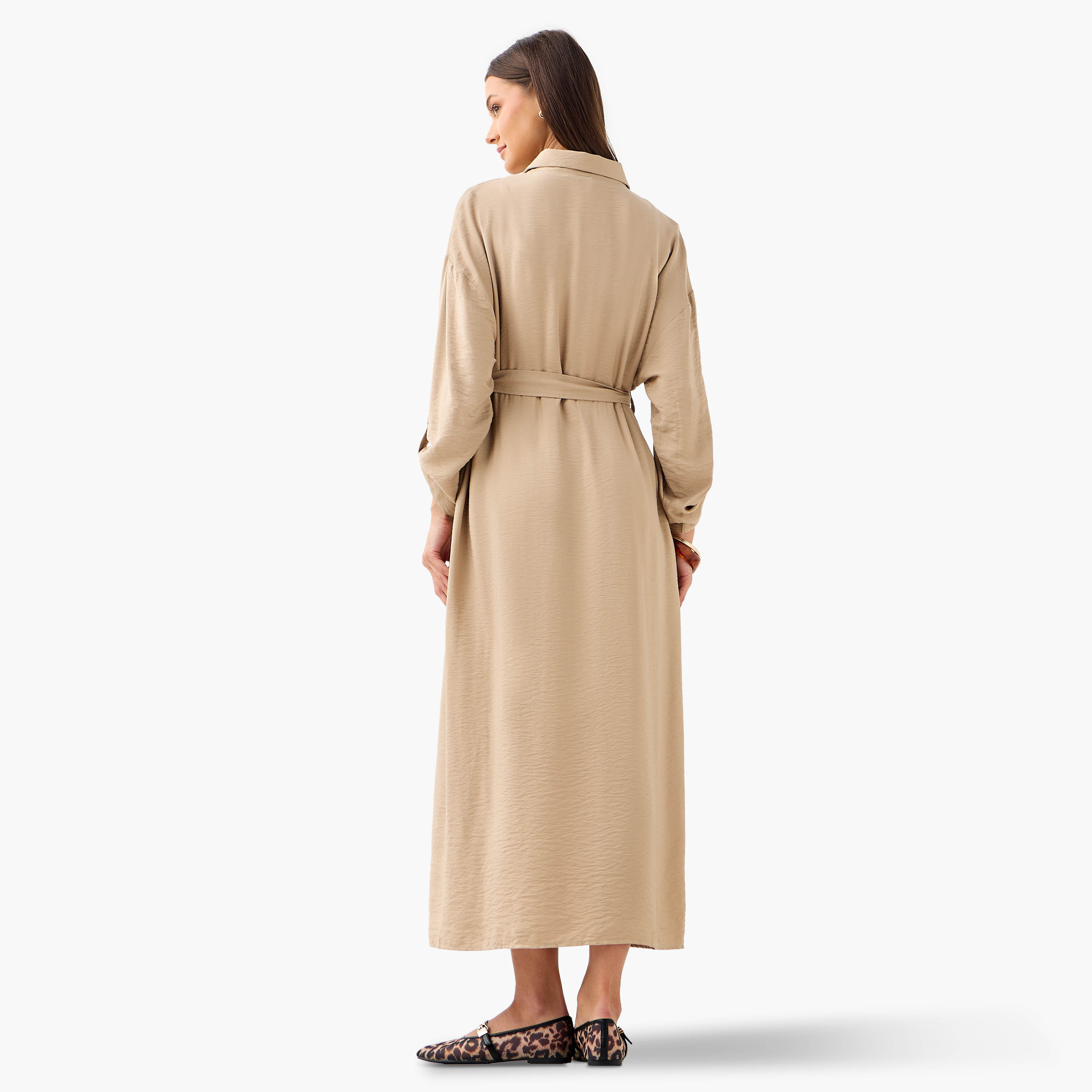 Maxi Shirt Dress with Pockets and Detachable Belt-women-clothing-dresses-image-3