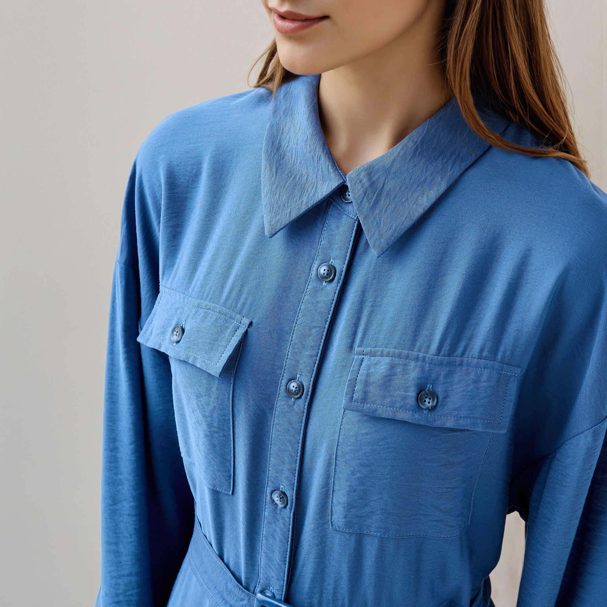 Maxi Shirt Dress with Pockets and Detachable Belt-women-clothing-dresses-image-4