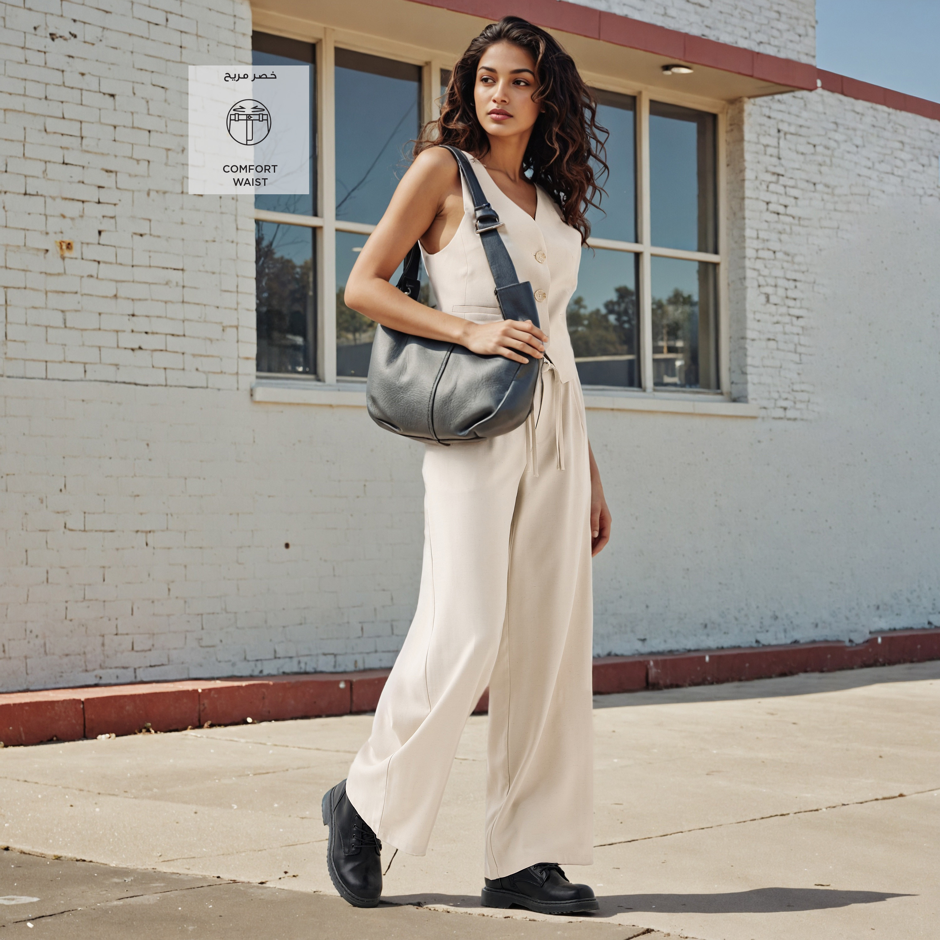 Regular Fit Linen Blend Pants with Tie-Up Belt-women-clothing-bottoms-trousers-image-2