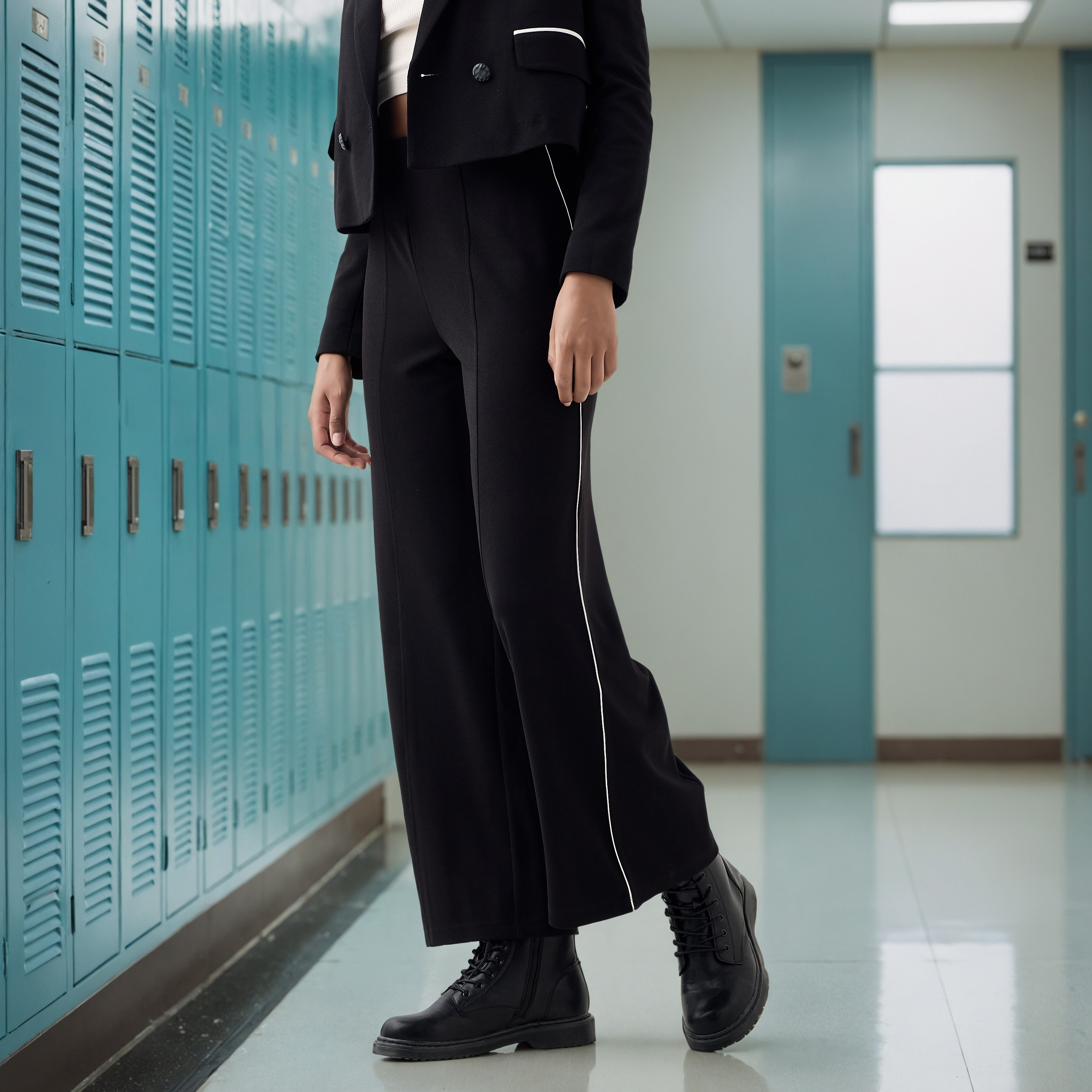 بنطلون قصة عادية بخصر مرن-women-clothing-trousers-image-1