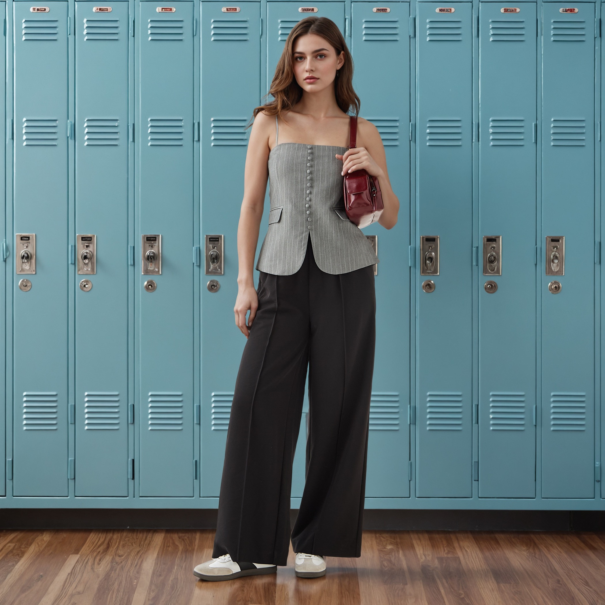Drawstring Closure Regular Fit Flexi Waist Pants-women-clothing-bottoms-trousers-image-2