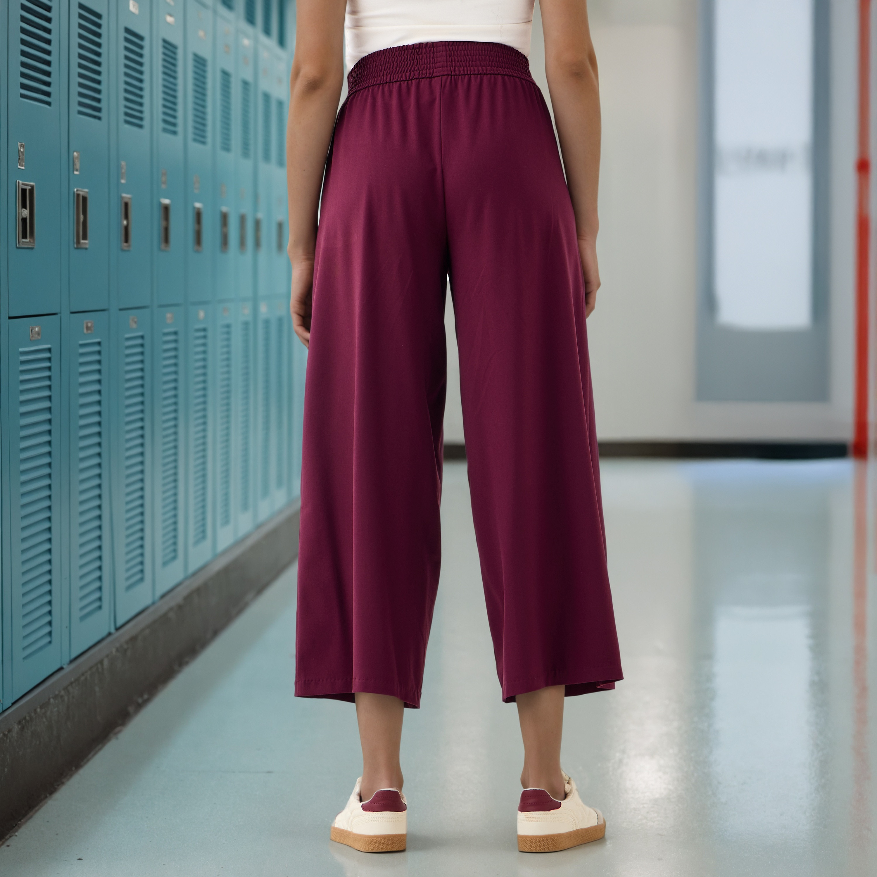 Regular Fit Flexi Waist Culottes with Pockets-women-clothing-bottoms-trousers-image-3