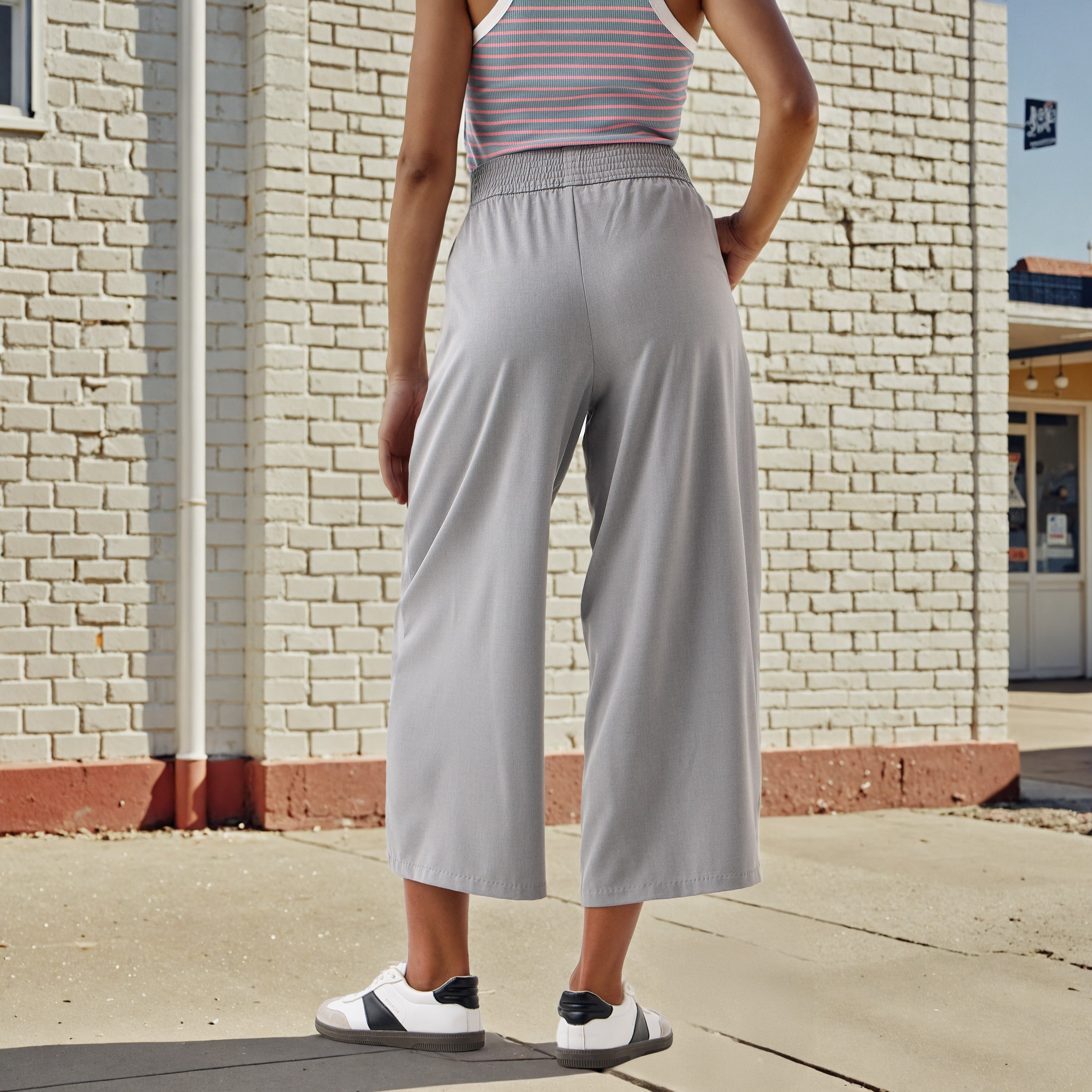 Regular Fit Flexi Waist Culottes with Pockets-women-clothing-bottoms-trousers-image-3