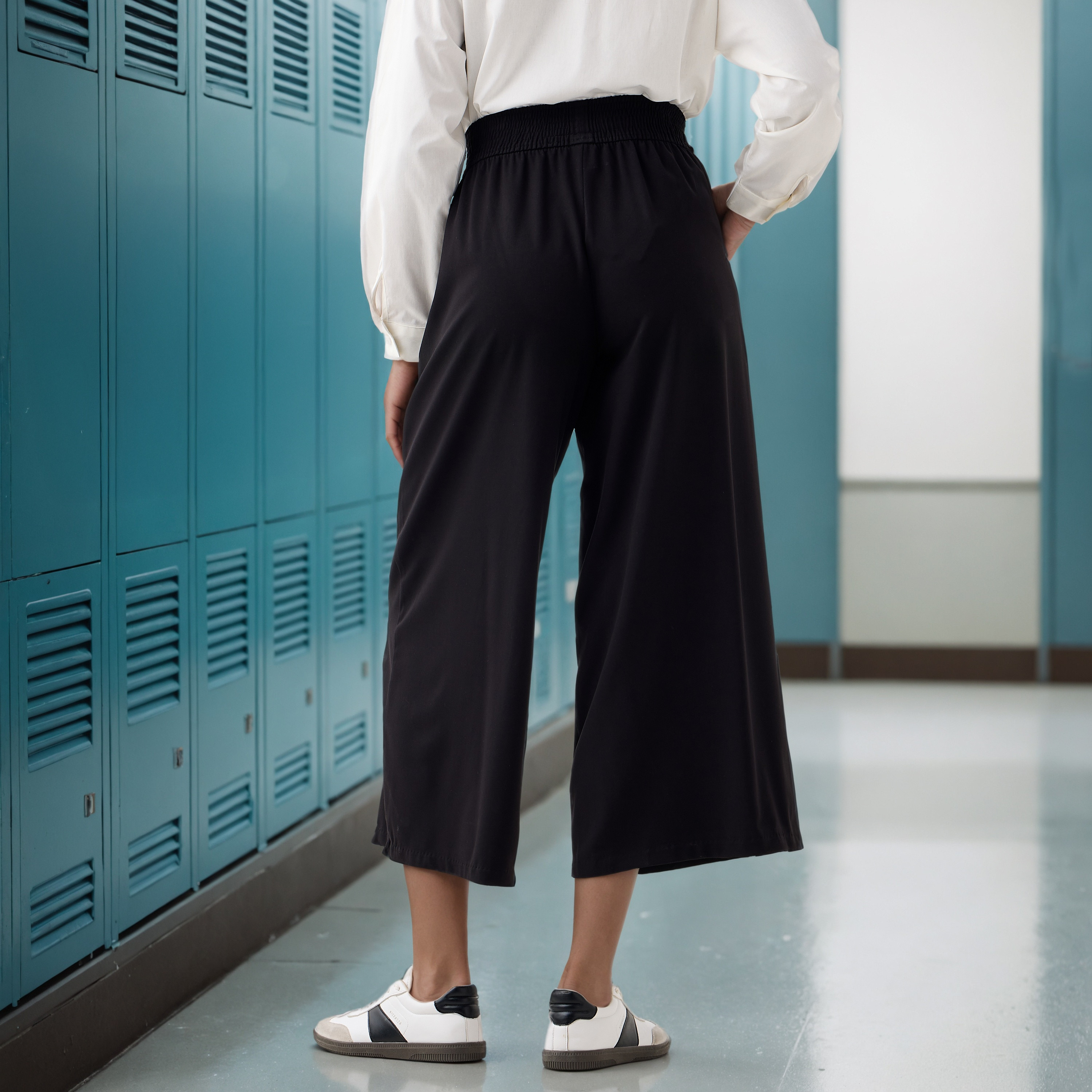 Regular Fit Flexi Waist Culottes with Pockets-women-clothing-bottoms-trousers-image-3