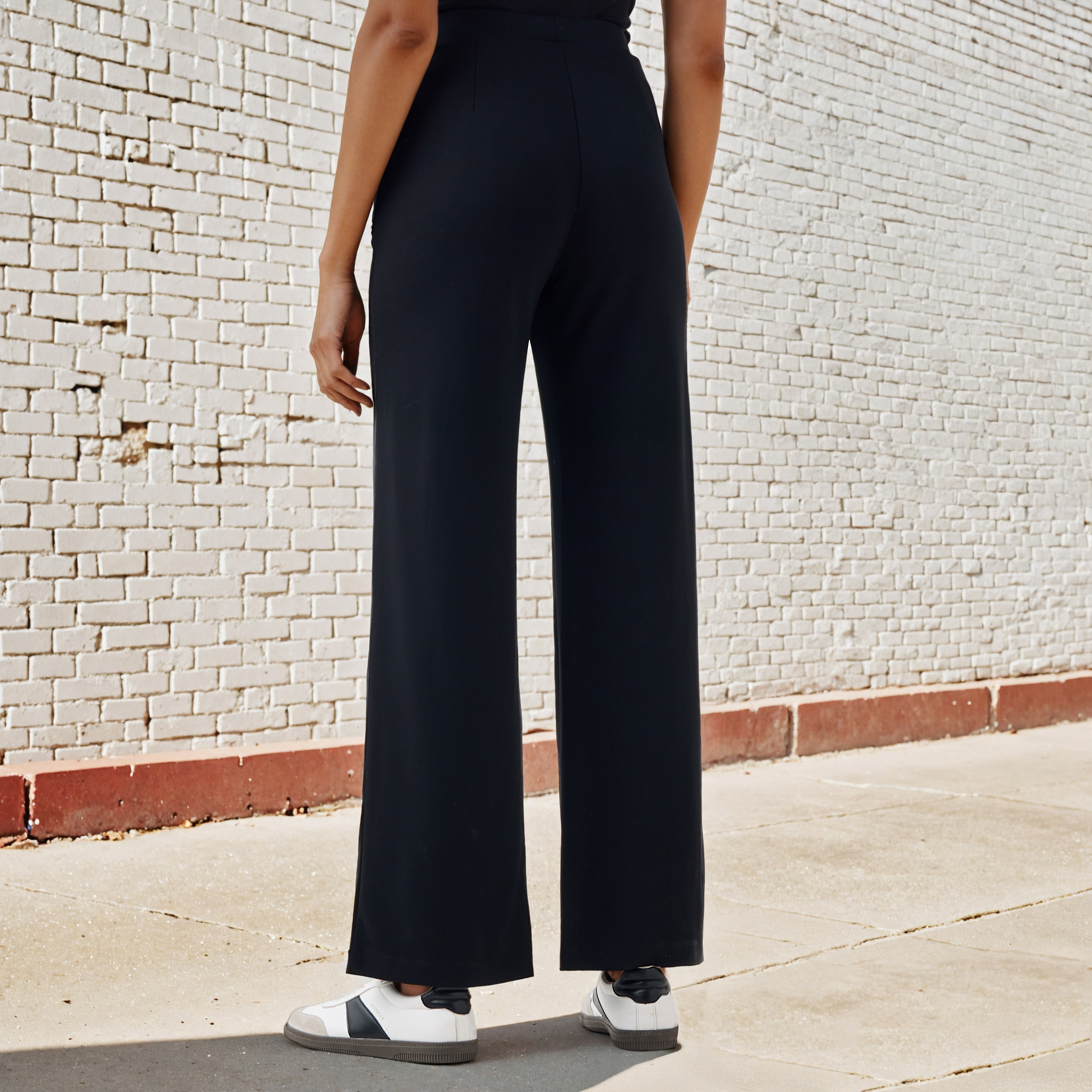 Regular Fit Mid Rise Flexi Waist Pants with Pockets-women-clothing-trousers-image-3